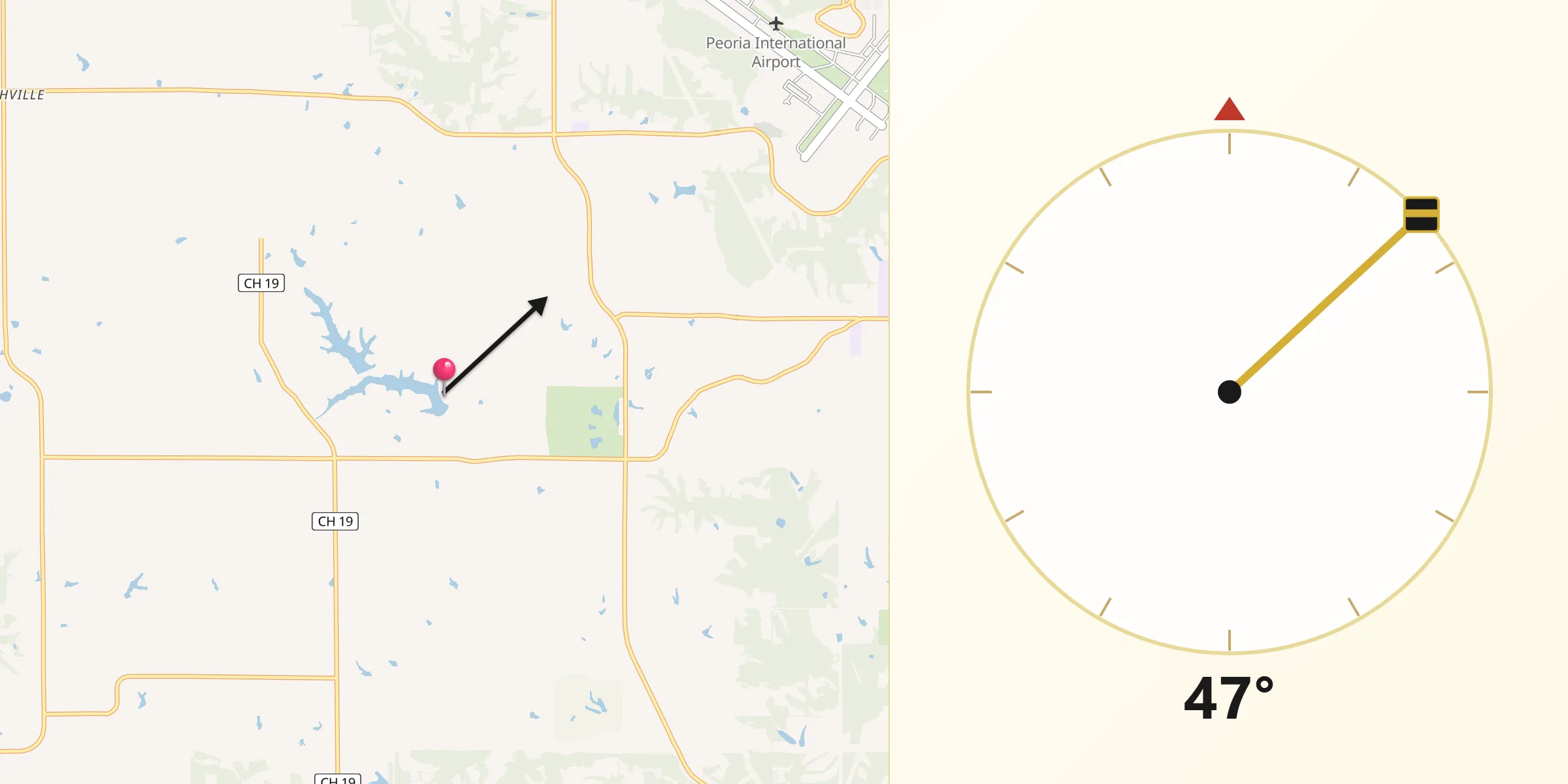 Qibla Direction from Lake Camelot