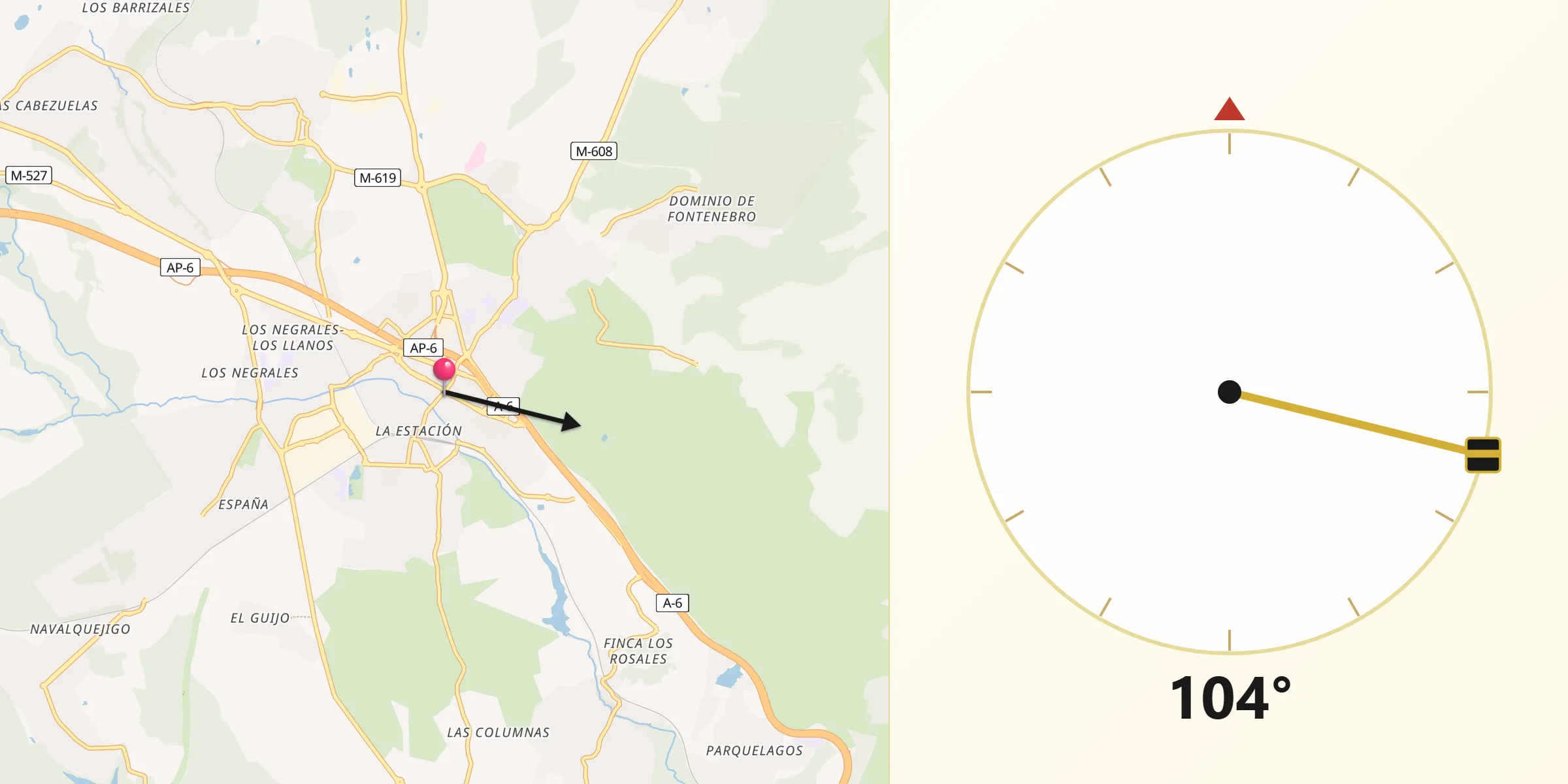 Dirección de la Qibla desde Collado Villalba