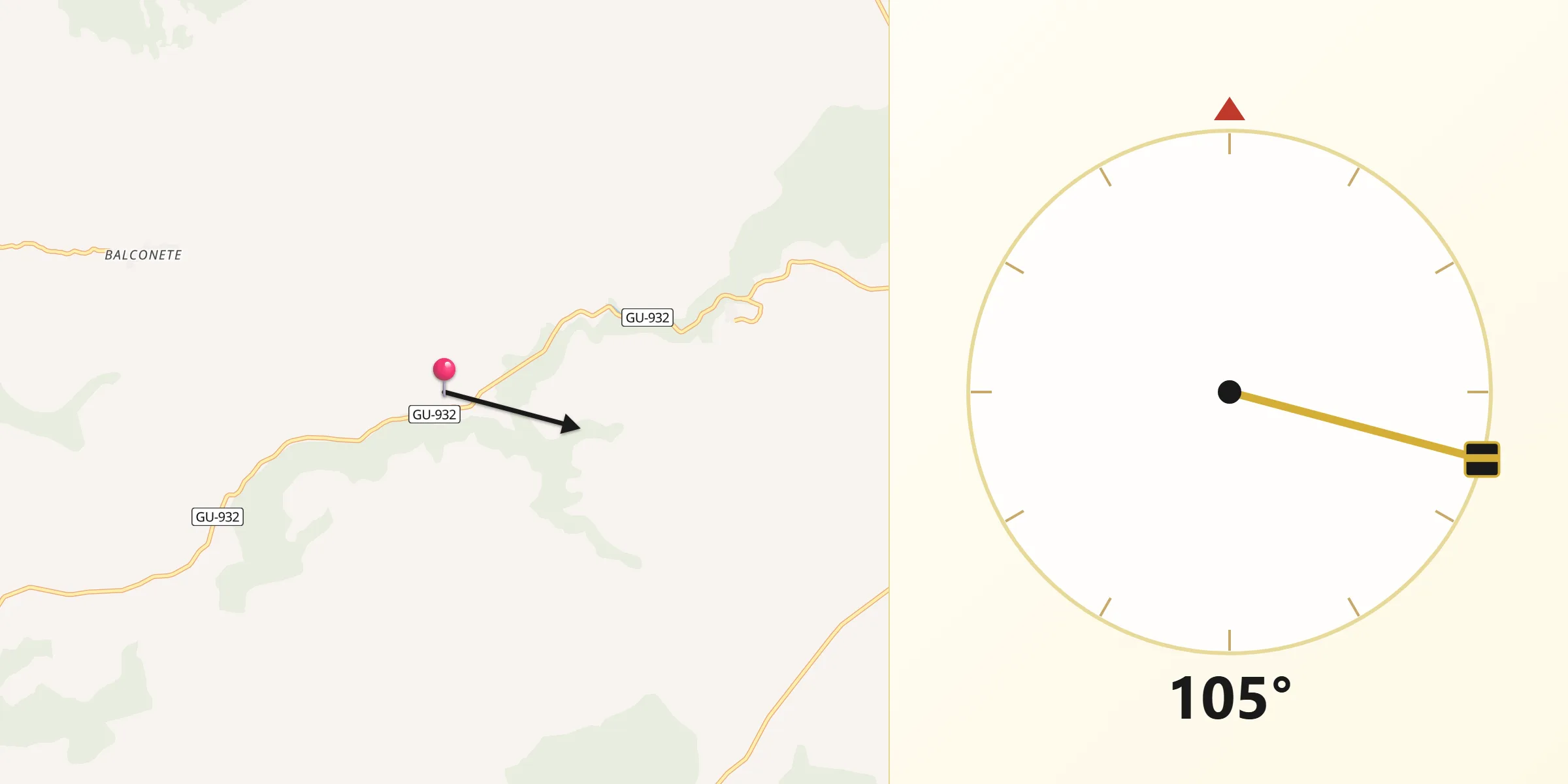 Dirección de la Qibla desde Yélamos de Abajo