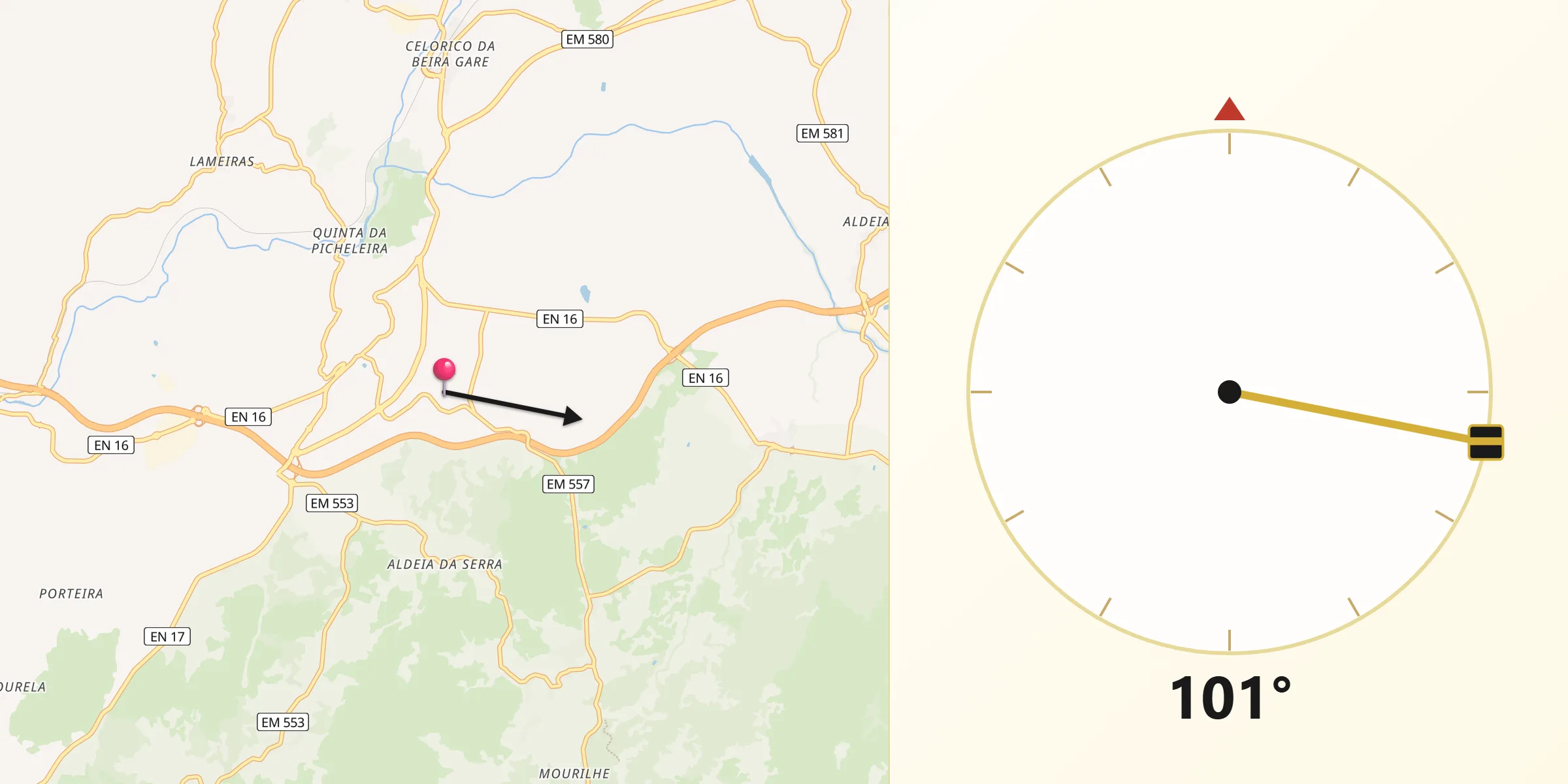Direção da Qibla a partir de São Pedro