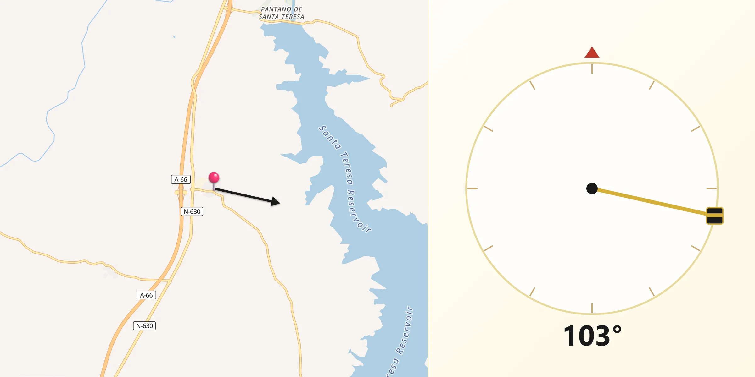 Dirección de la Qibla desde Montejo