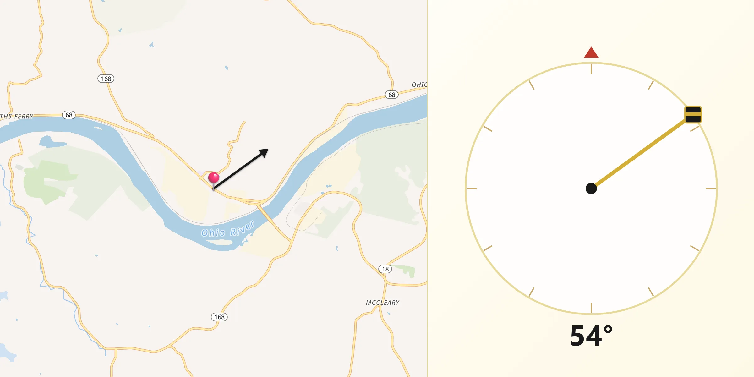Dirección de la Qibla desde Midland