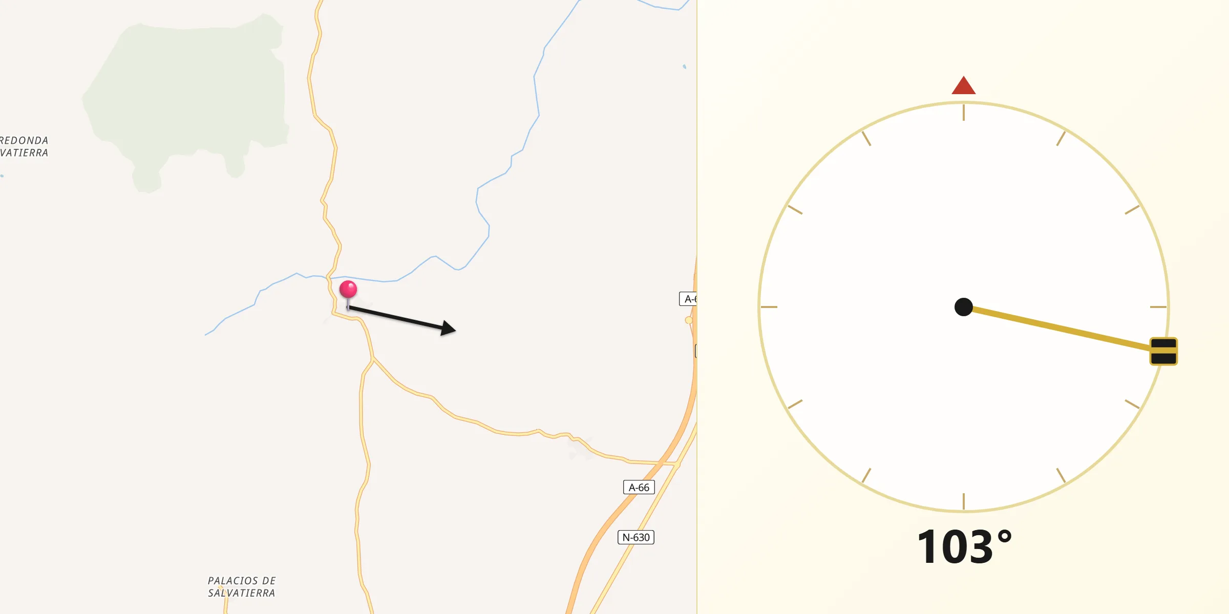 Dirección de la Qibla desde Berrocal de Salvatierra
