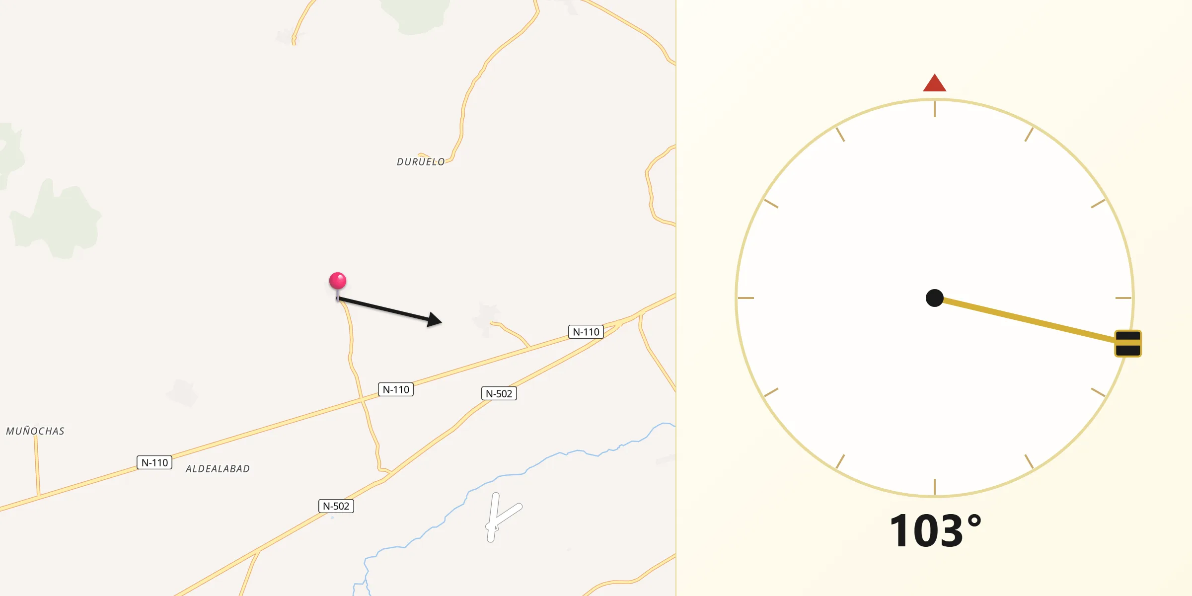 Dirección de la Qibla desde Muñopepe