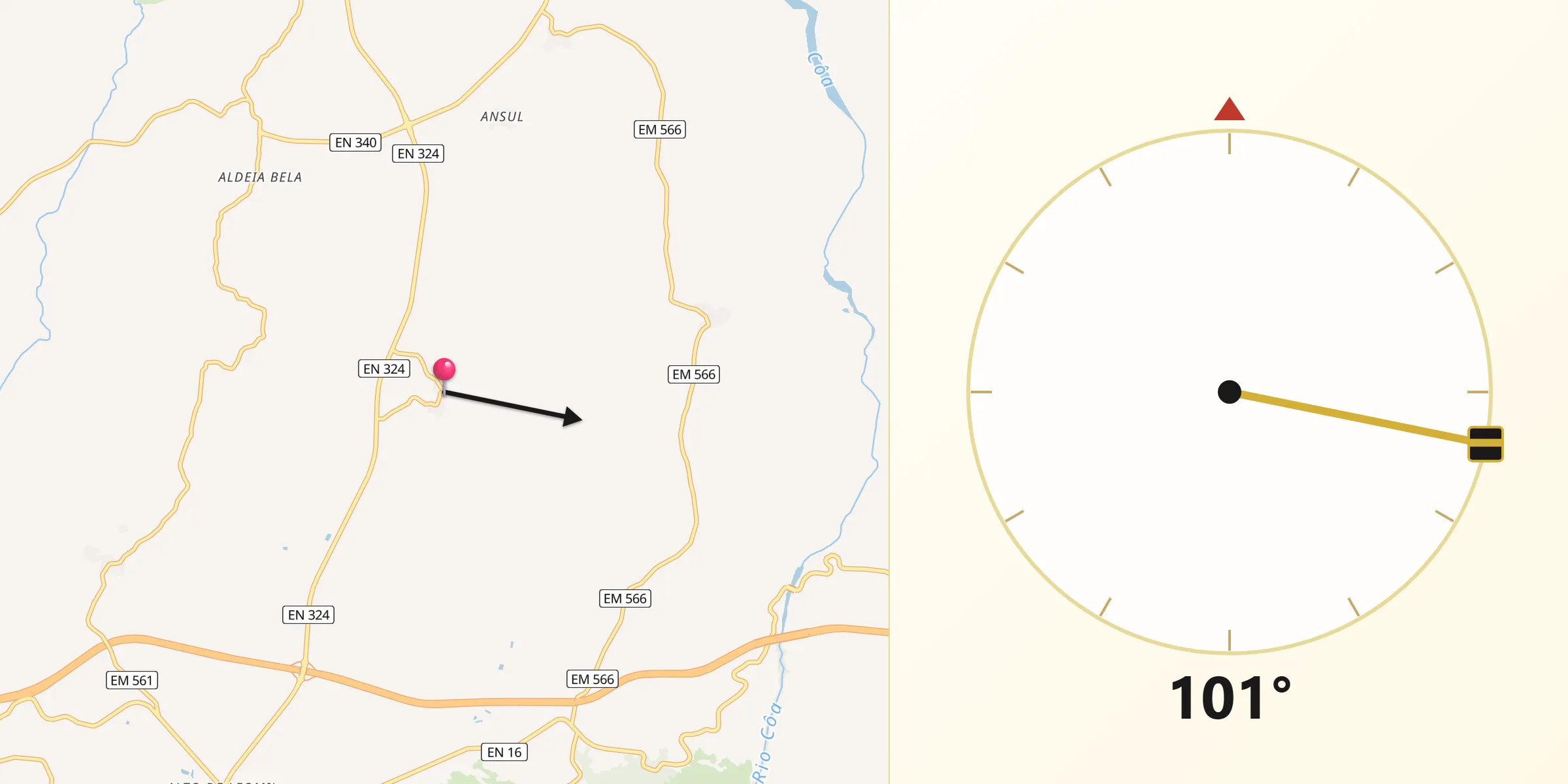 Direção da Qibla a partir de Leomil