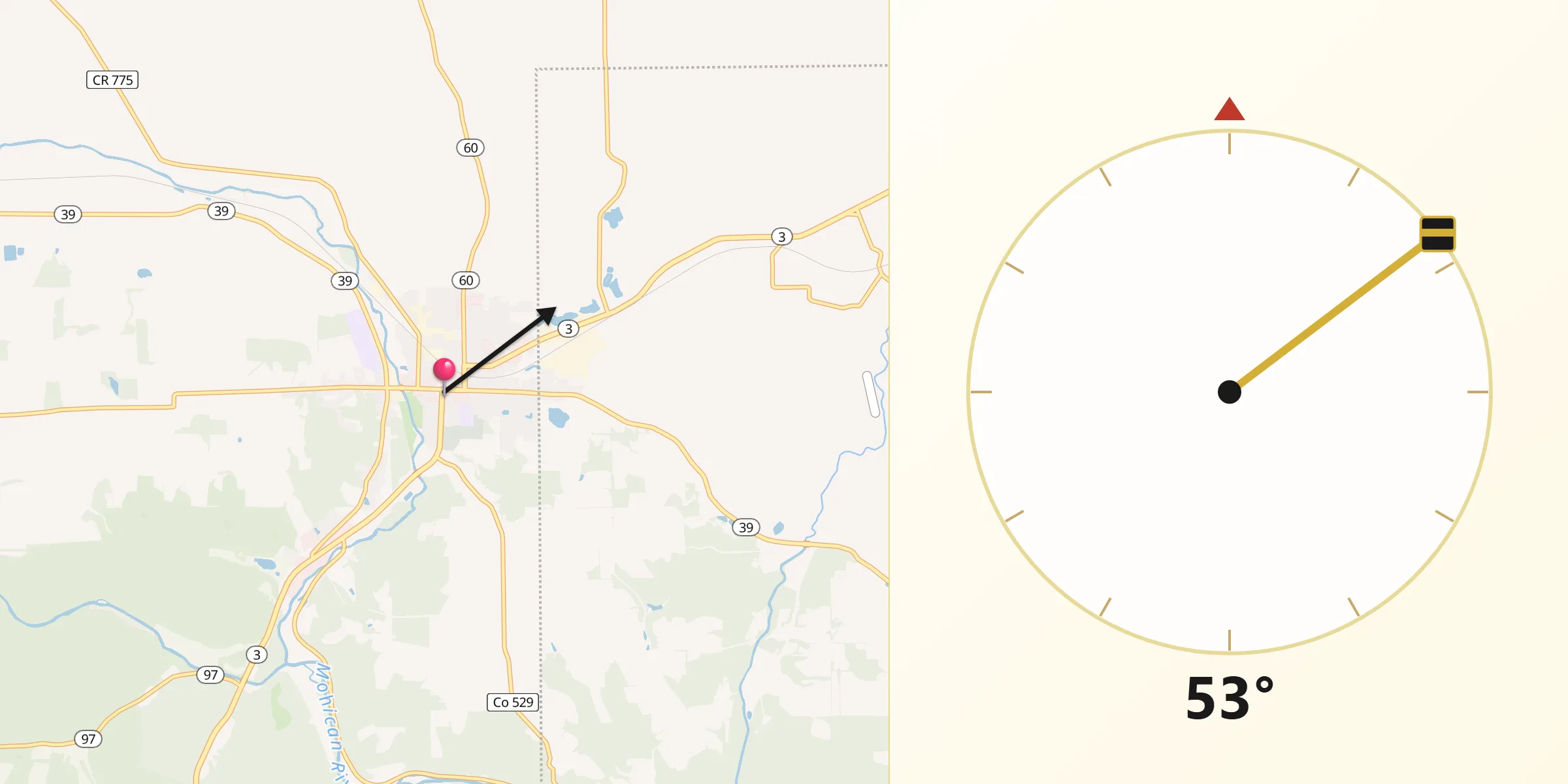 Qibla Direction from Loudonville