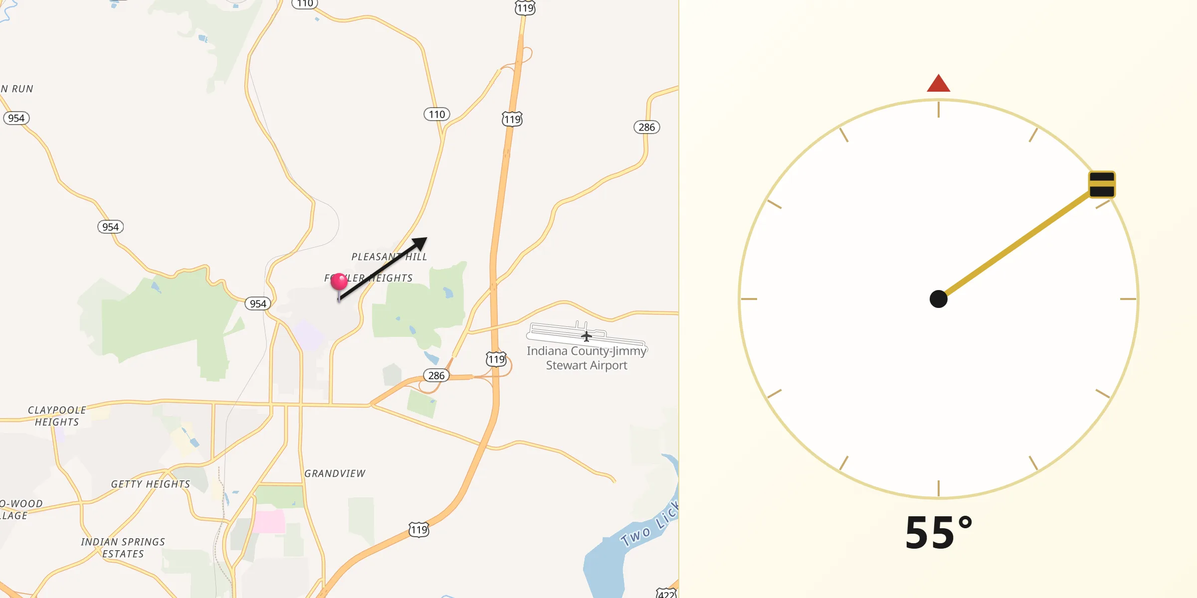 Qibla Direction from Chevy Chase Heights