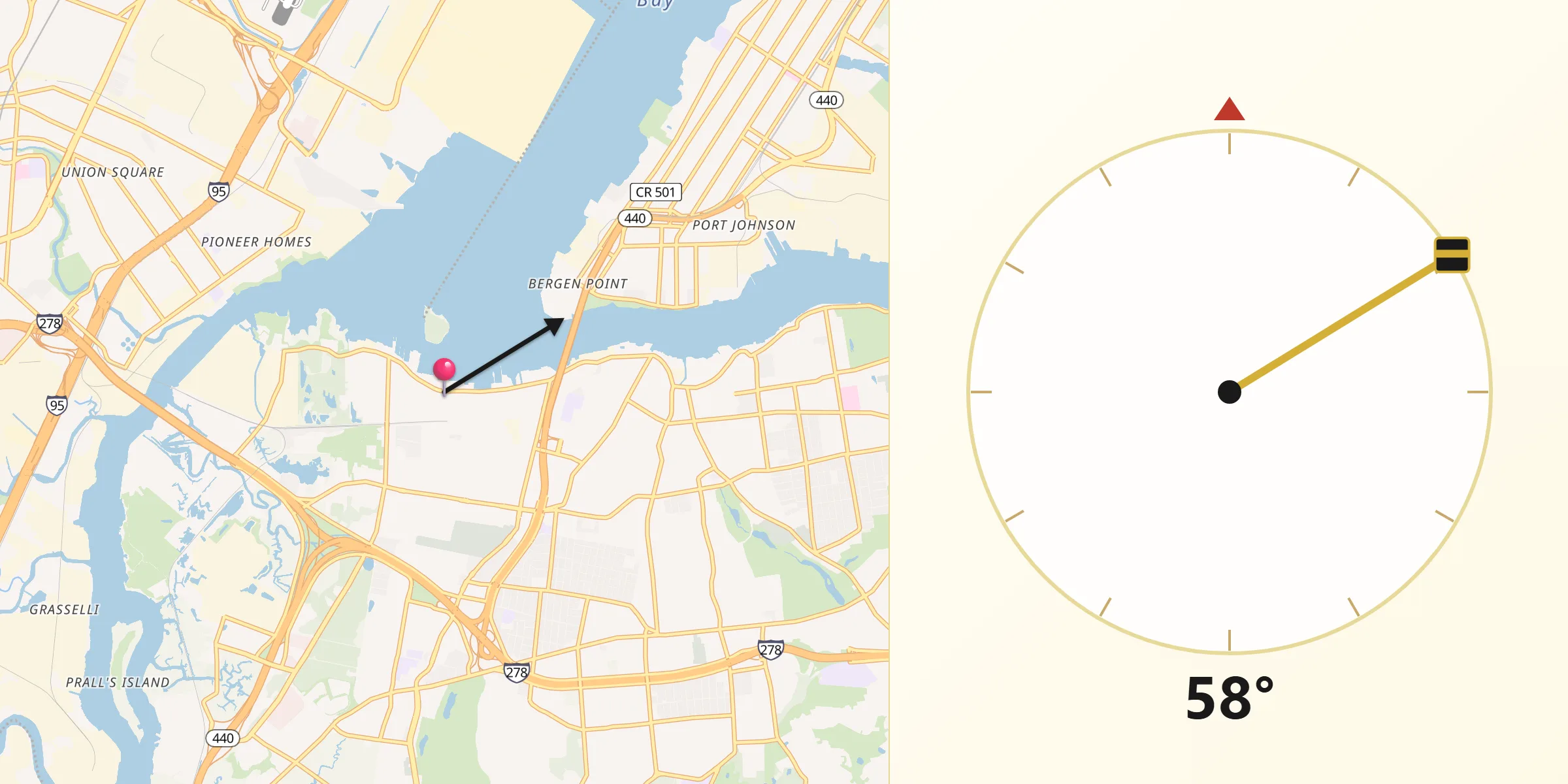 Qibla Direction from Mariners Harbor