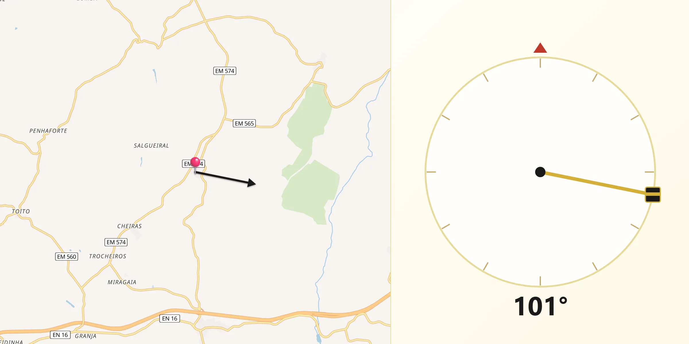 Direção da Qibla a partir de Safurdão