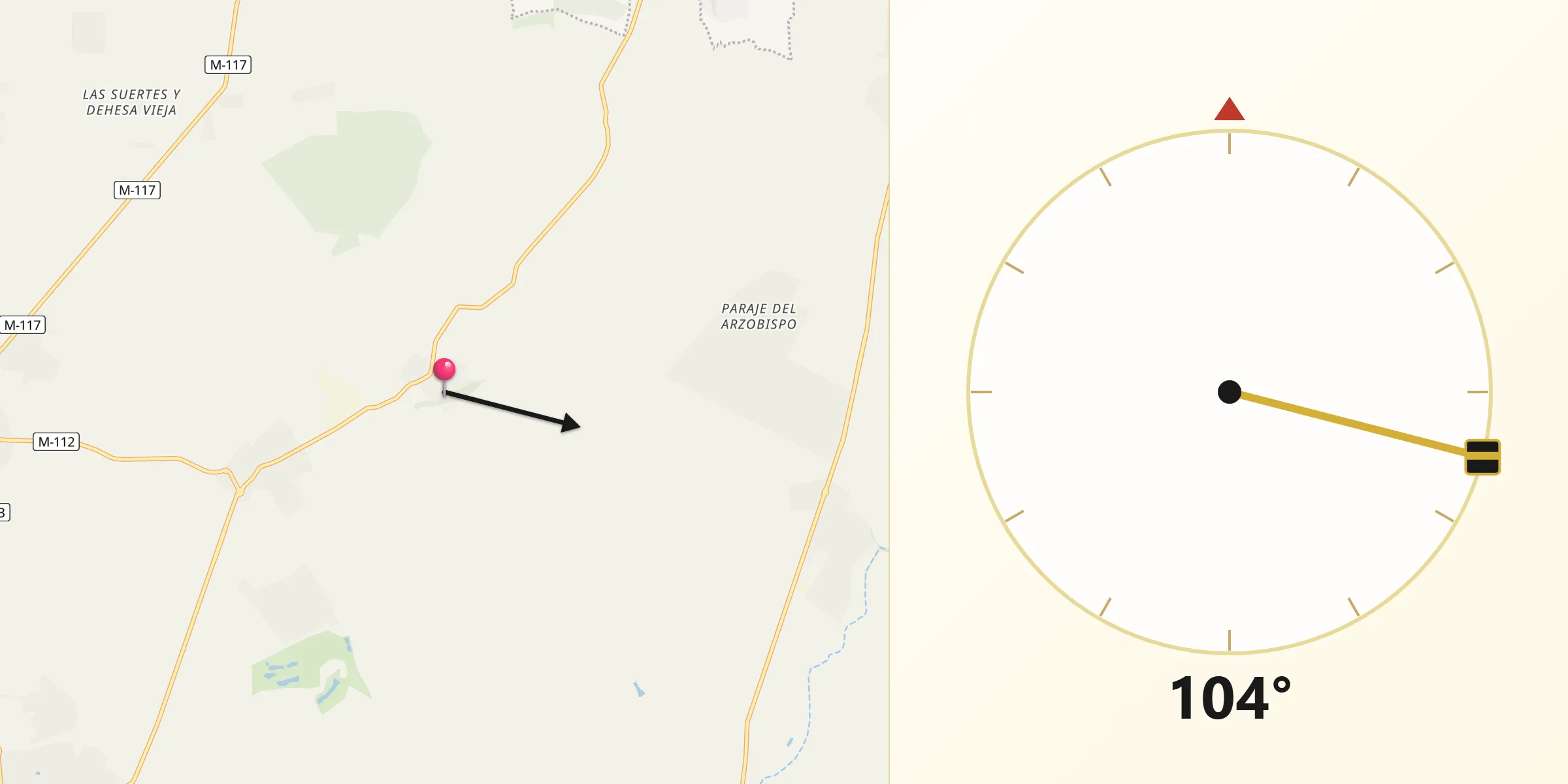 Dirección de la Qibla desde Valdeolmos