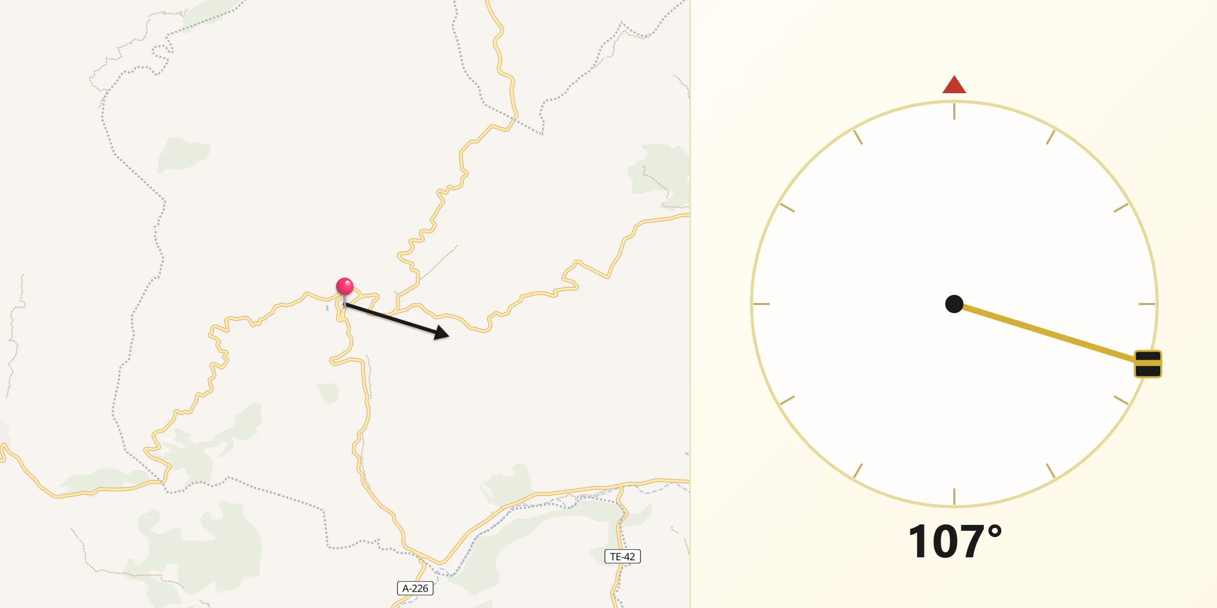 Dirección de la Qibla desde Olocau del Rey