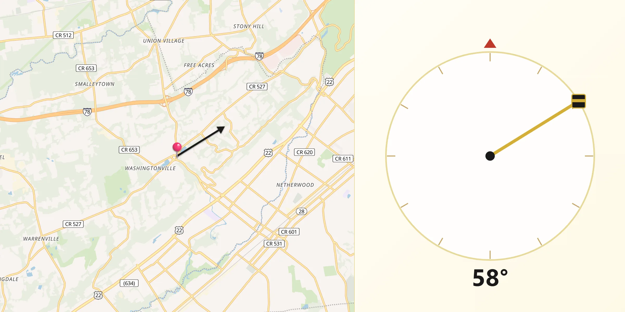 Qibla Direction from Watchung