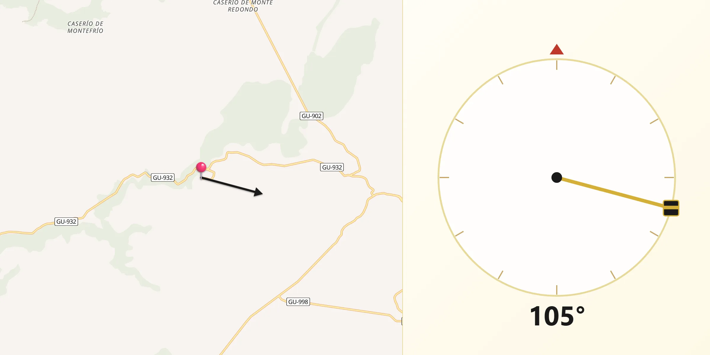Dirección de la Qibla desde San Andrés del Rey