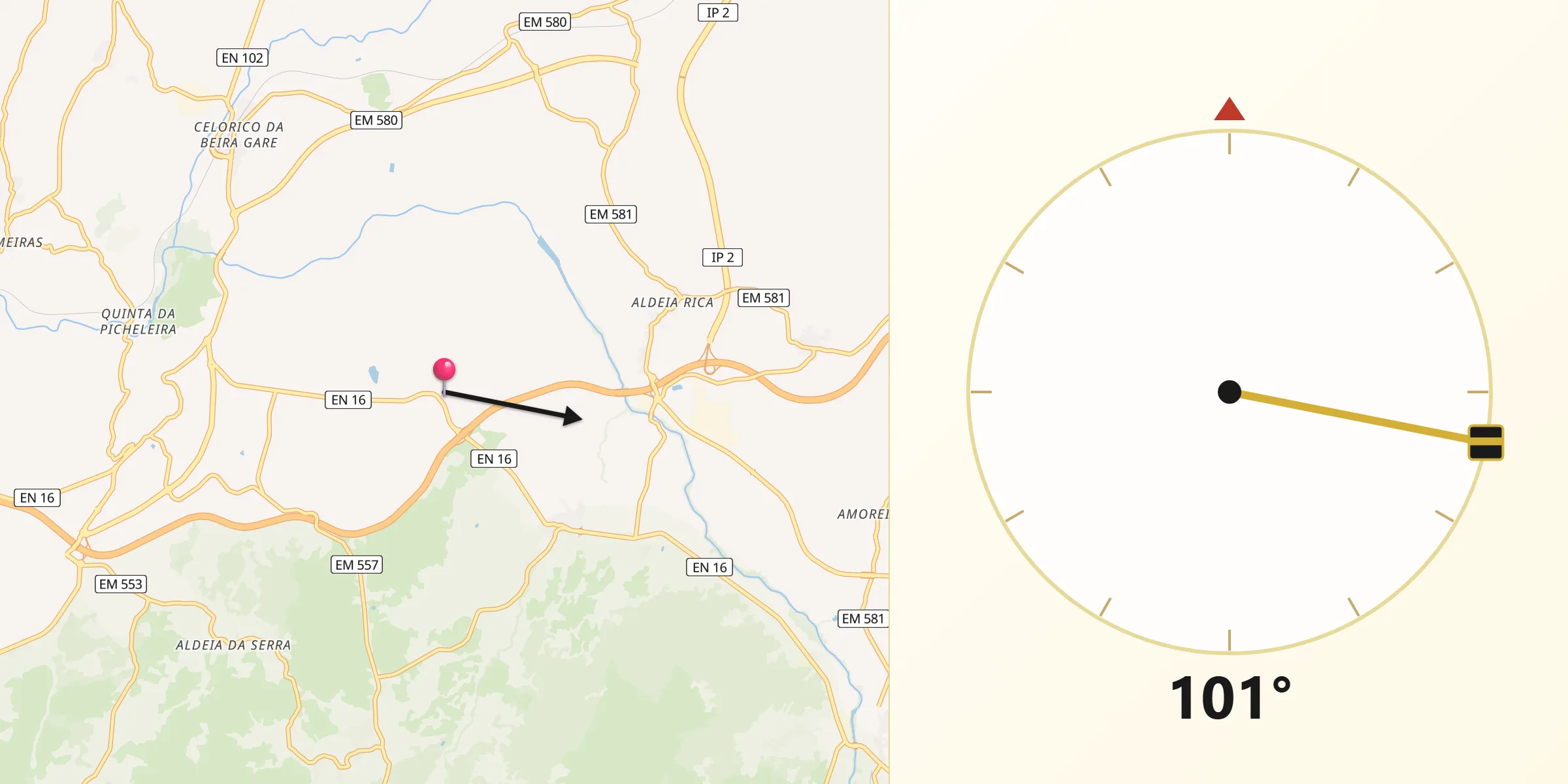 Direção da Qibla a partir de Ratoeira