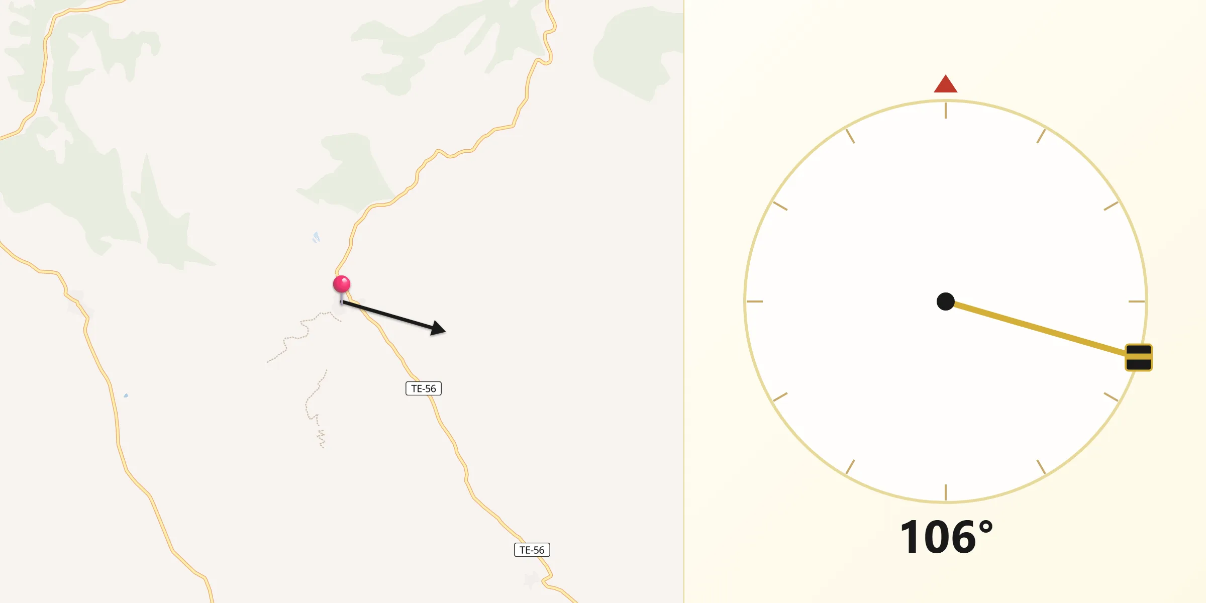 Dirección de la Qibla desde Peracense
