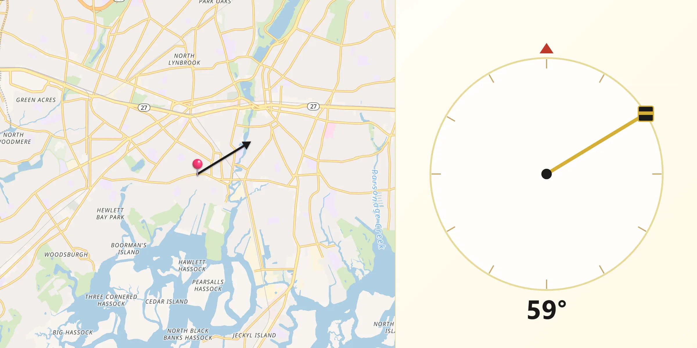 Qibla Direction from East Rockaway