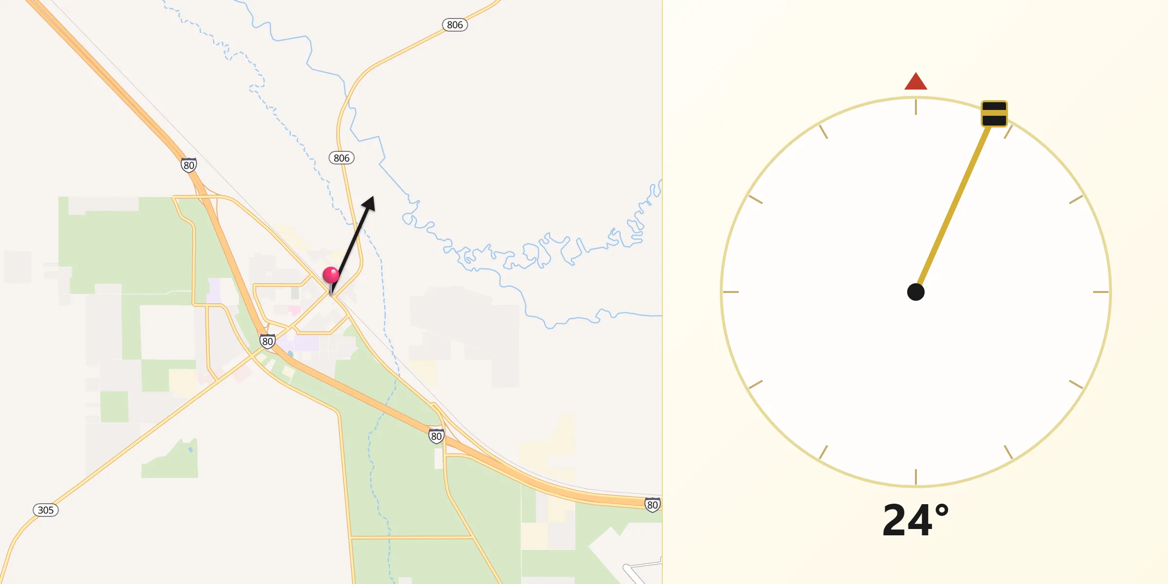 Qibla Direction from Battle Mountain