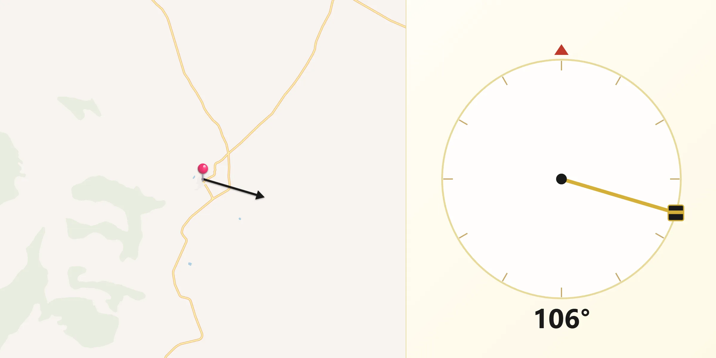Dirección de la Qibla desde Camañas