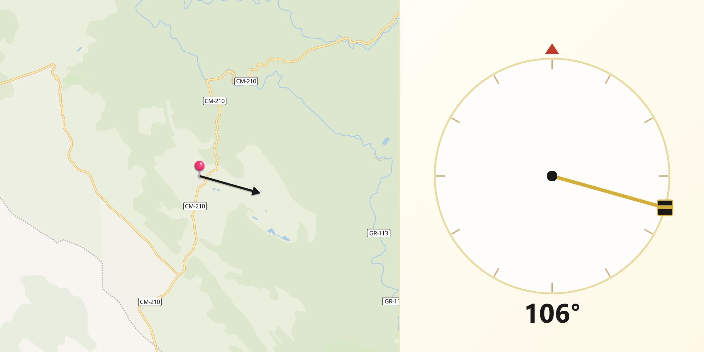 Dirección de la Qibla desde Poveda de la Sierra