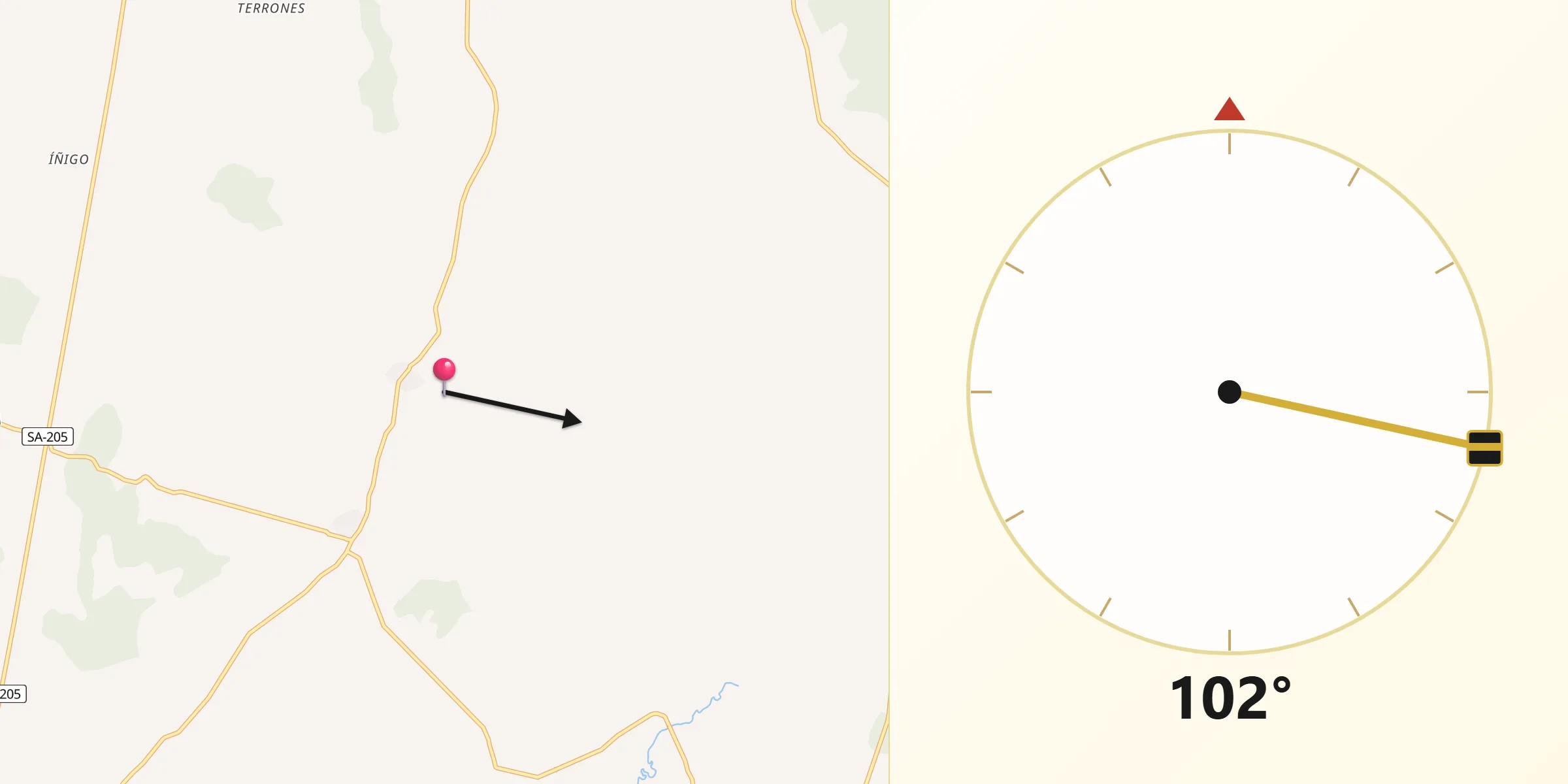 Dirección de la Qibla desde La Sierpe