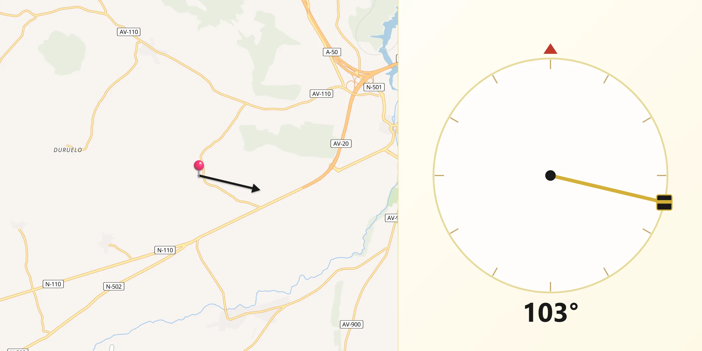 Dirección de la Qibla desde La Colilla