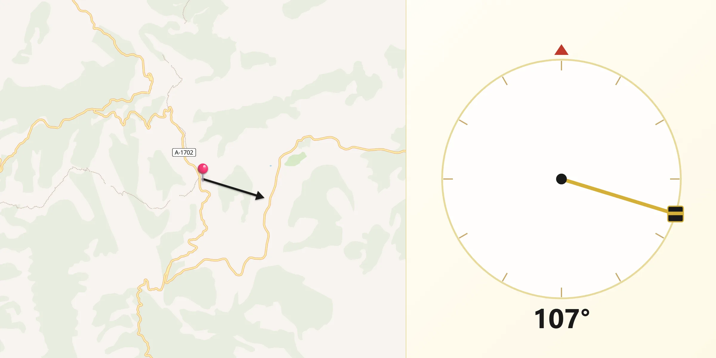 Dirección de la Qibla desde Villarluengo