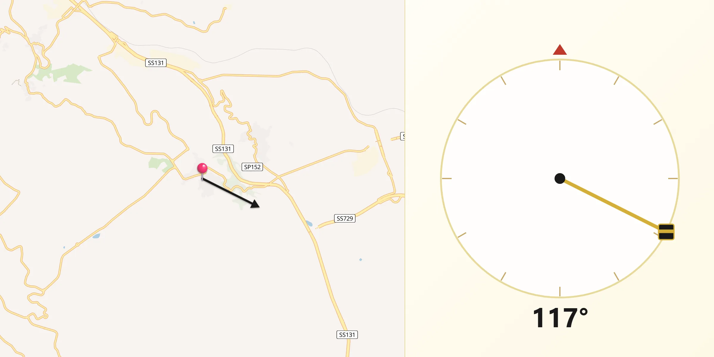 Direzione della Qibla da Florinas