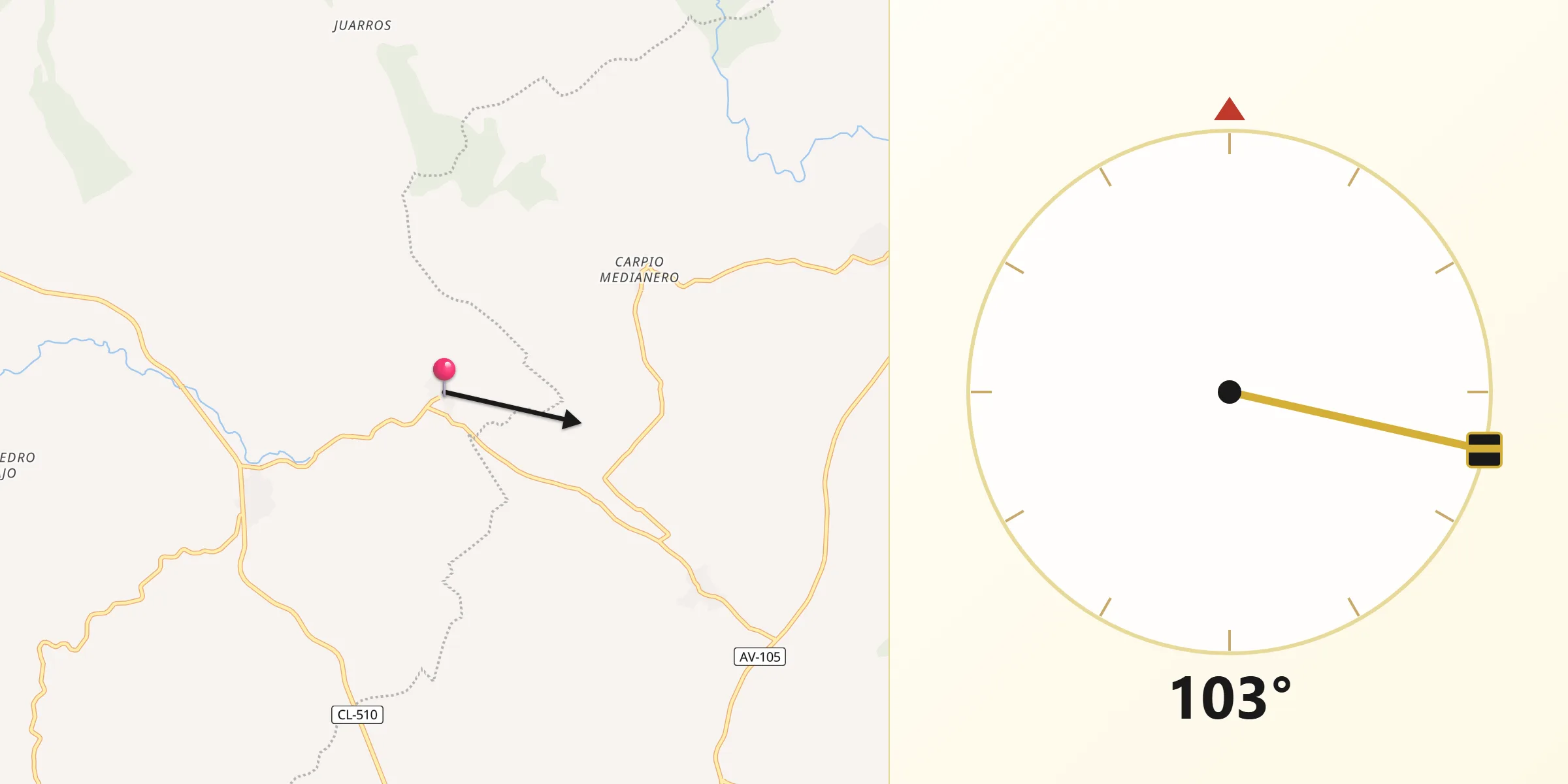 Dirección de la Qibla desde Chagarcía Medianero