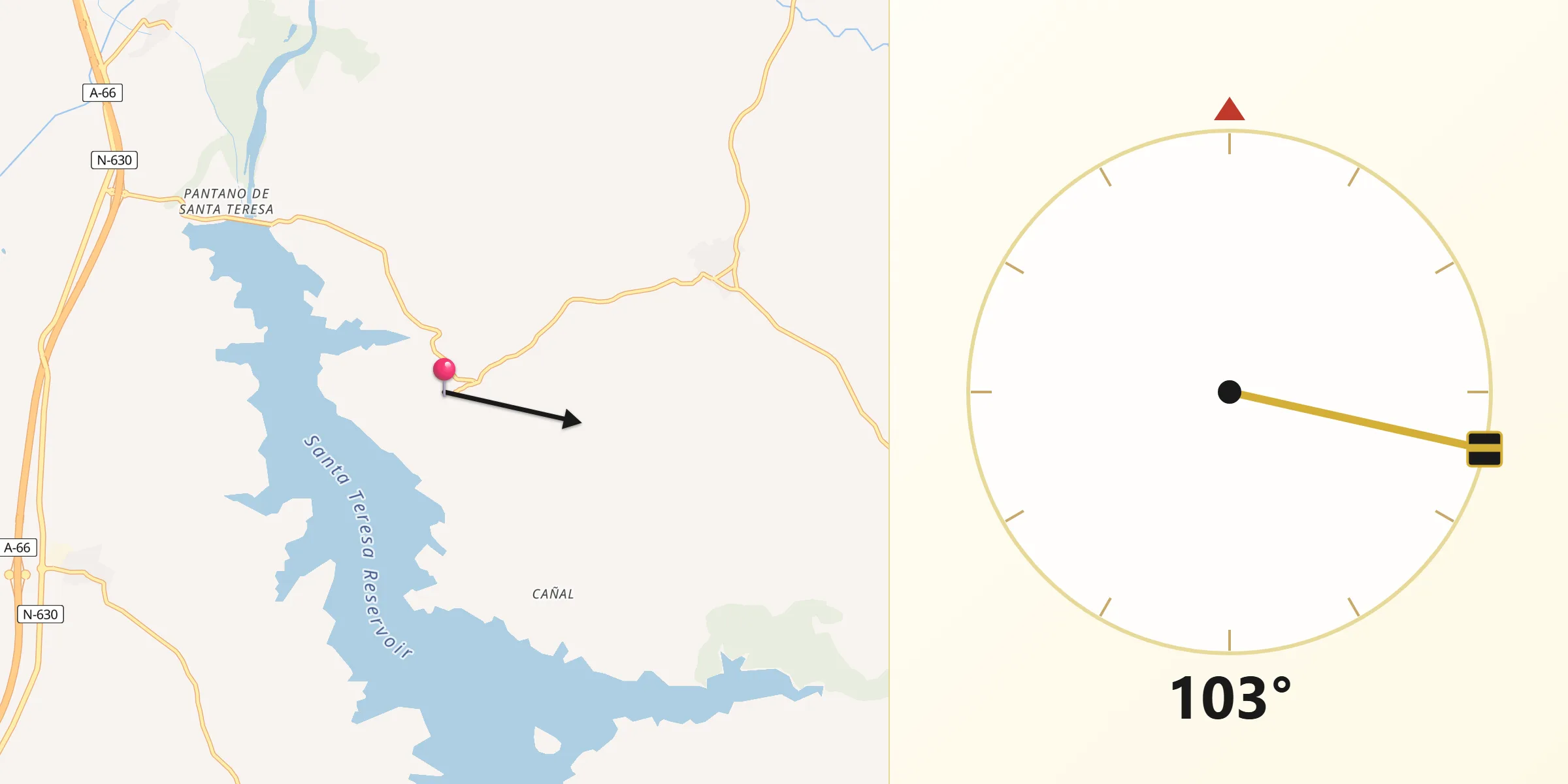 Dirección de la Qibla desde Pelayos