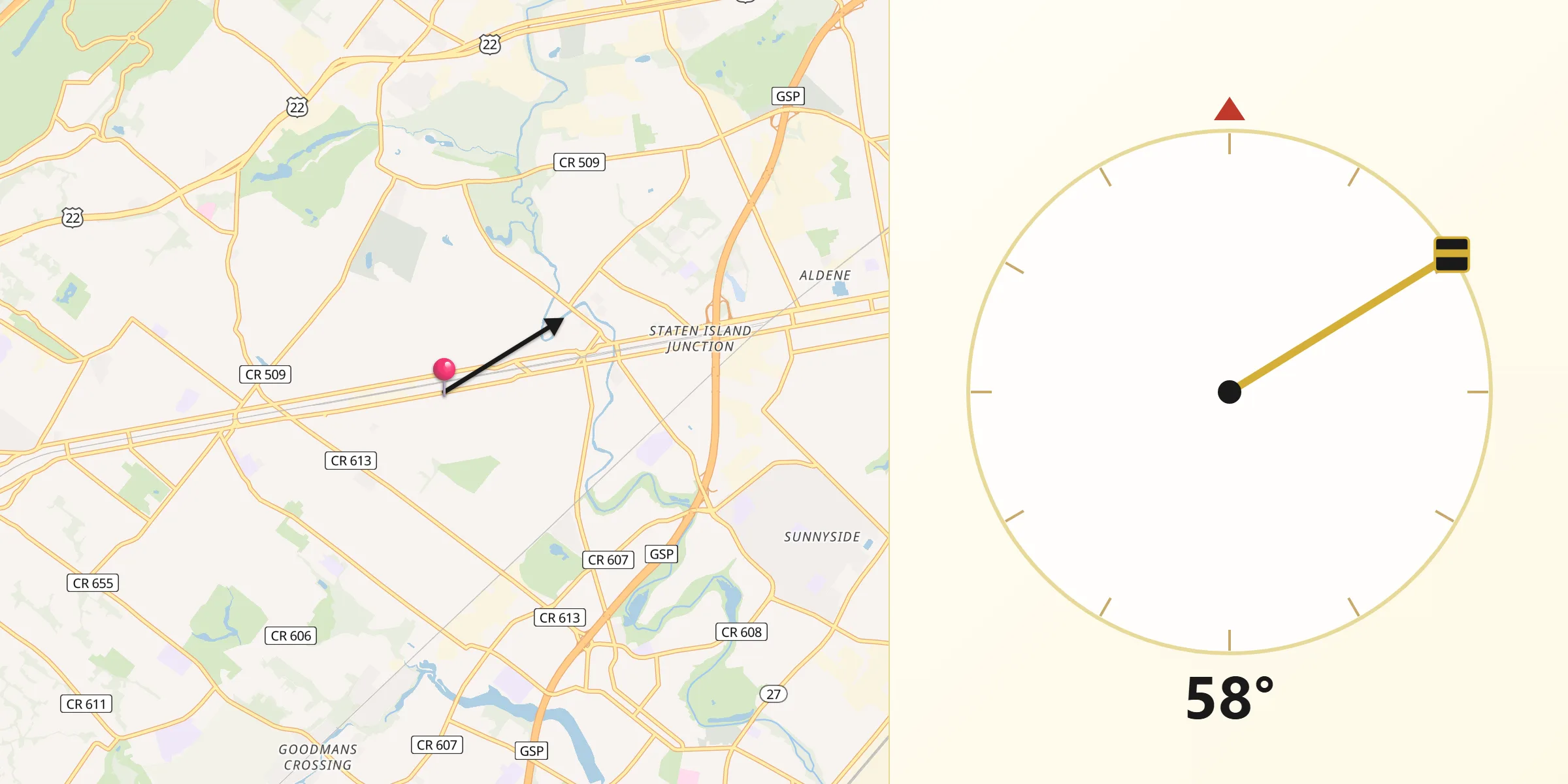 Qibla Direction from Garwood