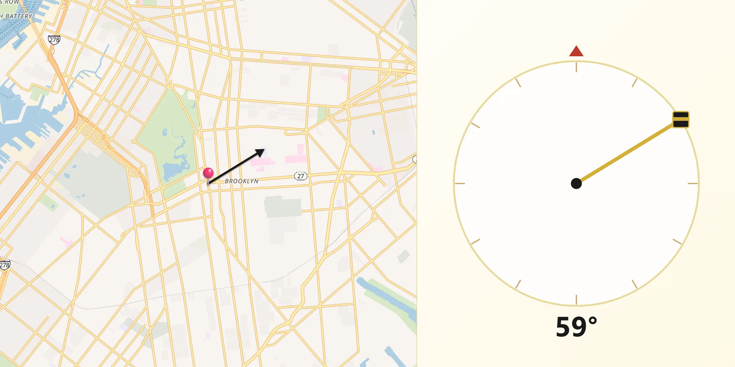 Qibla Direction from Flatbush