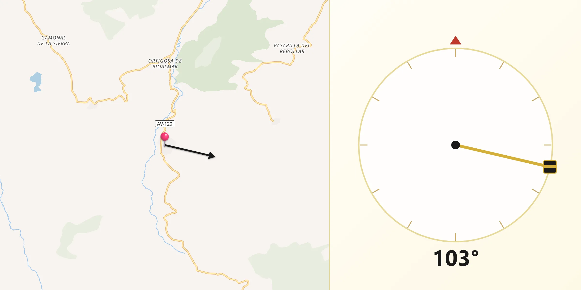 Dirección de la Qibla desde San Juan del Olmo