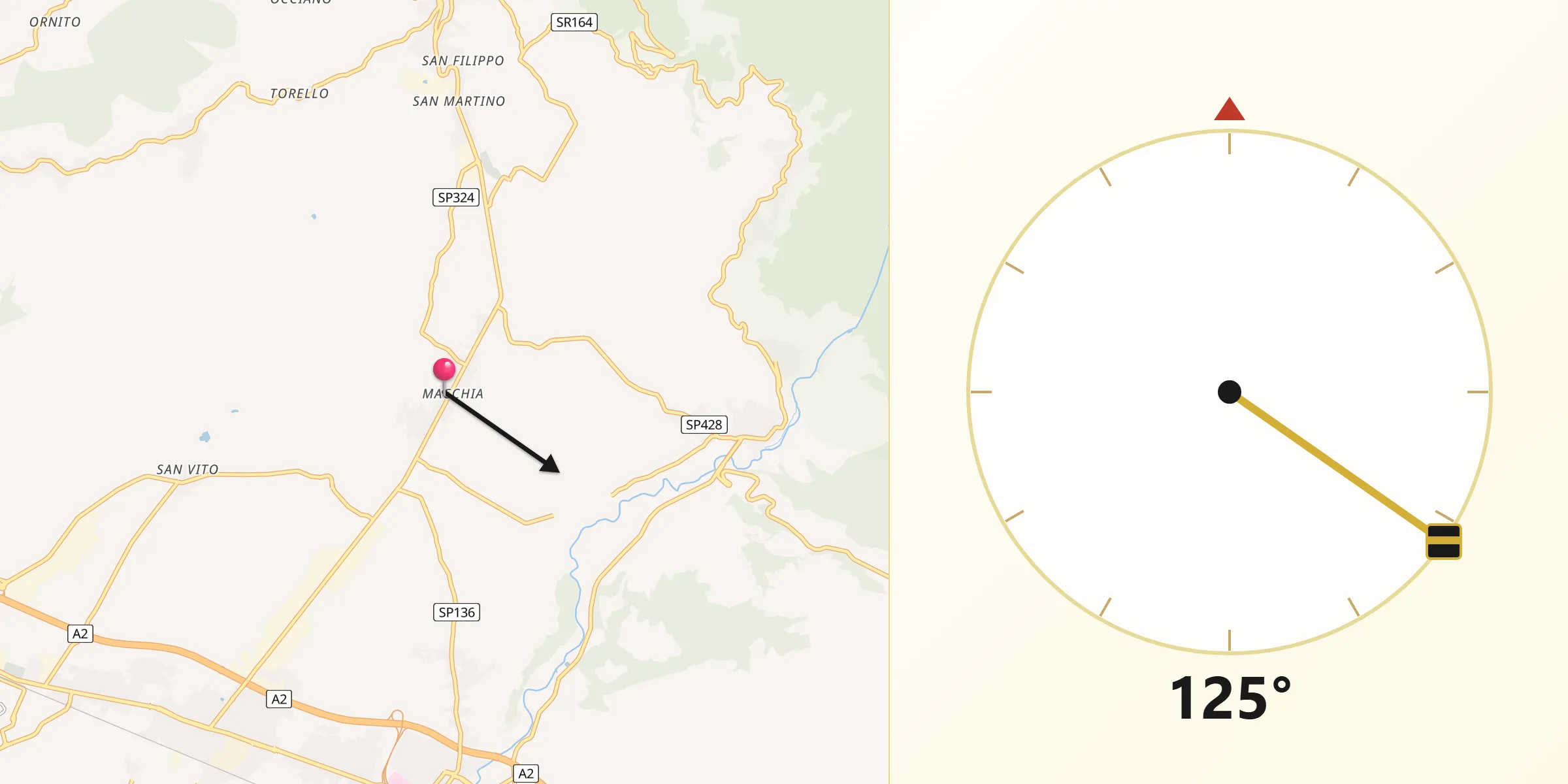 Direzione della Qibla da Macchia