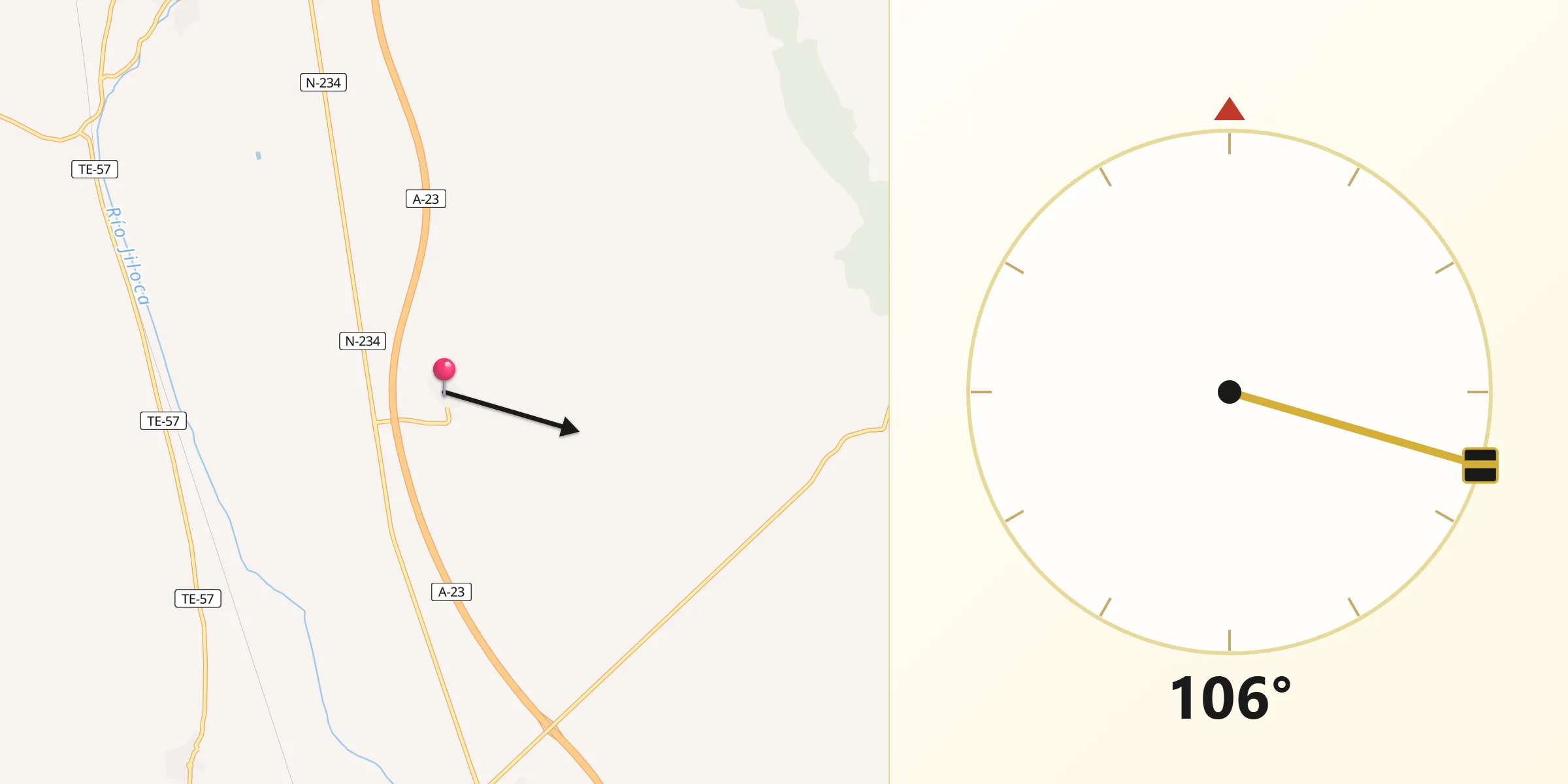 Dirección de la Qibla desde Singra