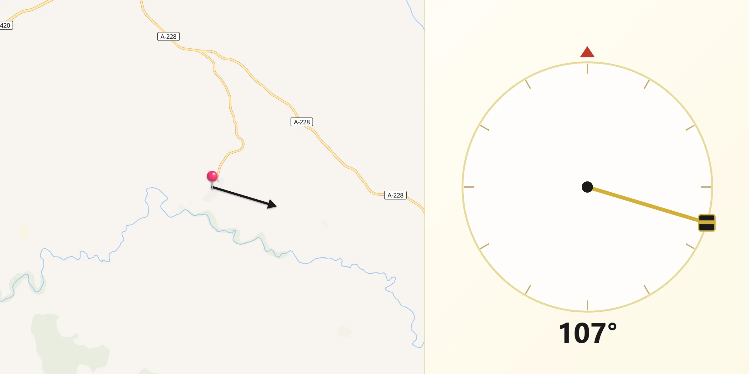 Dirección de la Qibla desde Galve