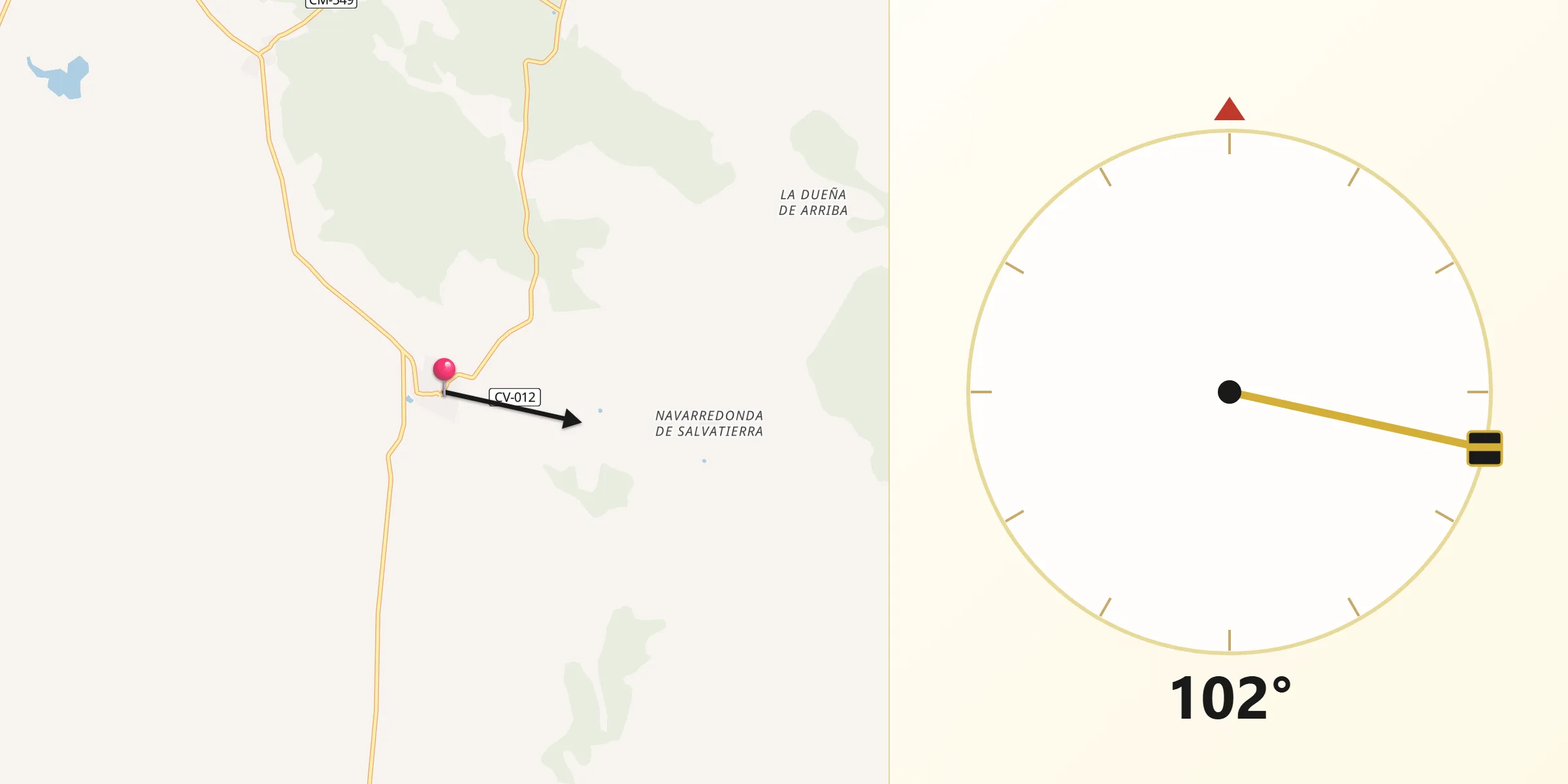 Dirección de la Qibla desde Frades de la Sierra