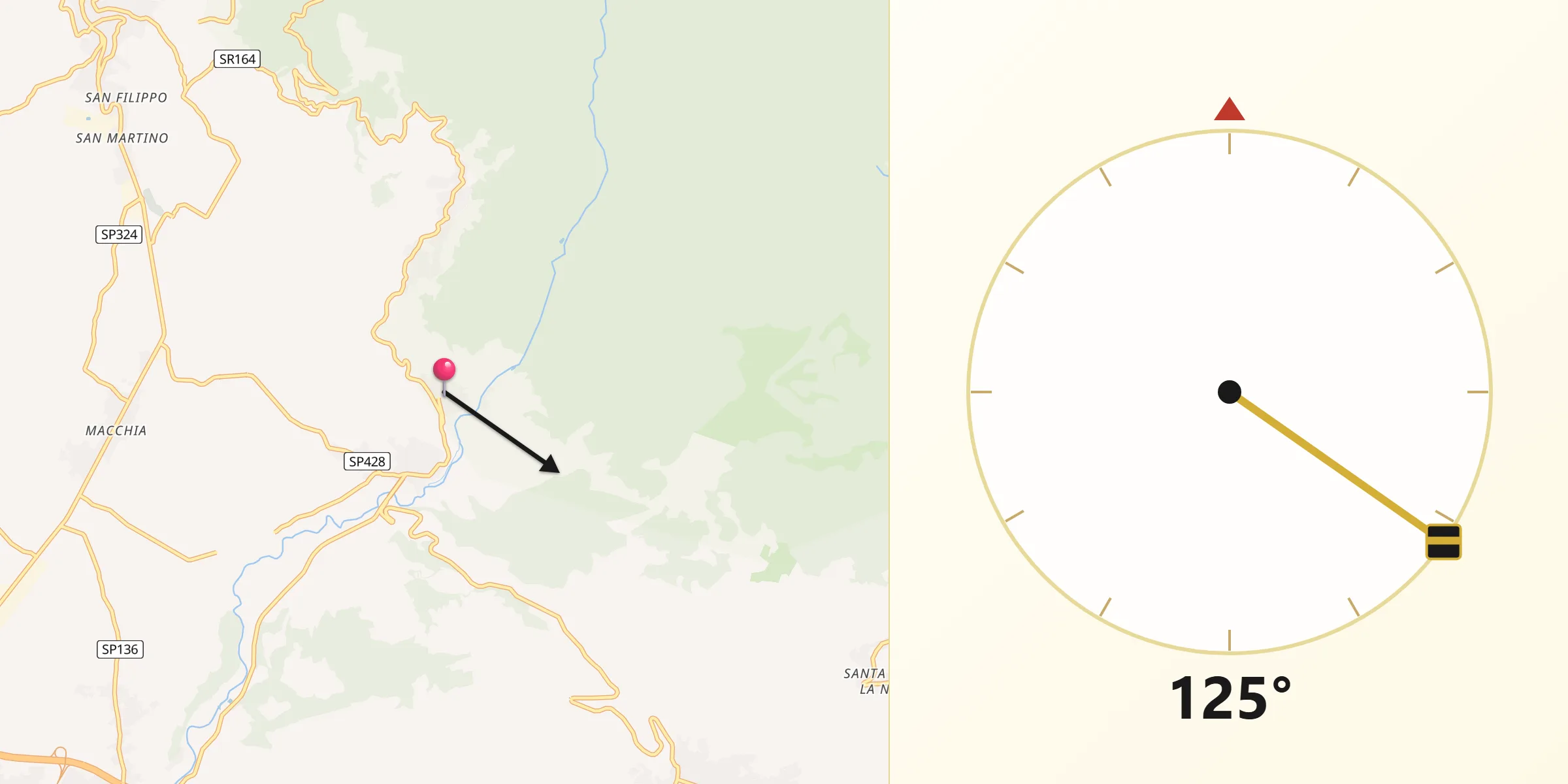 Direzione della Qibla da Olevano sul Tusciano