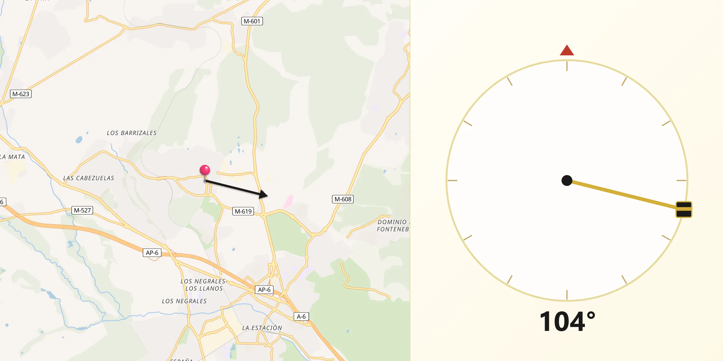 Dirección de la Qibla desde Alpedrete