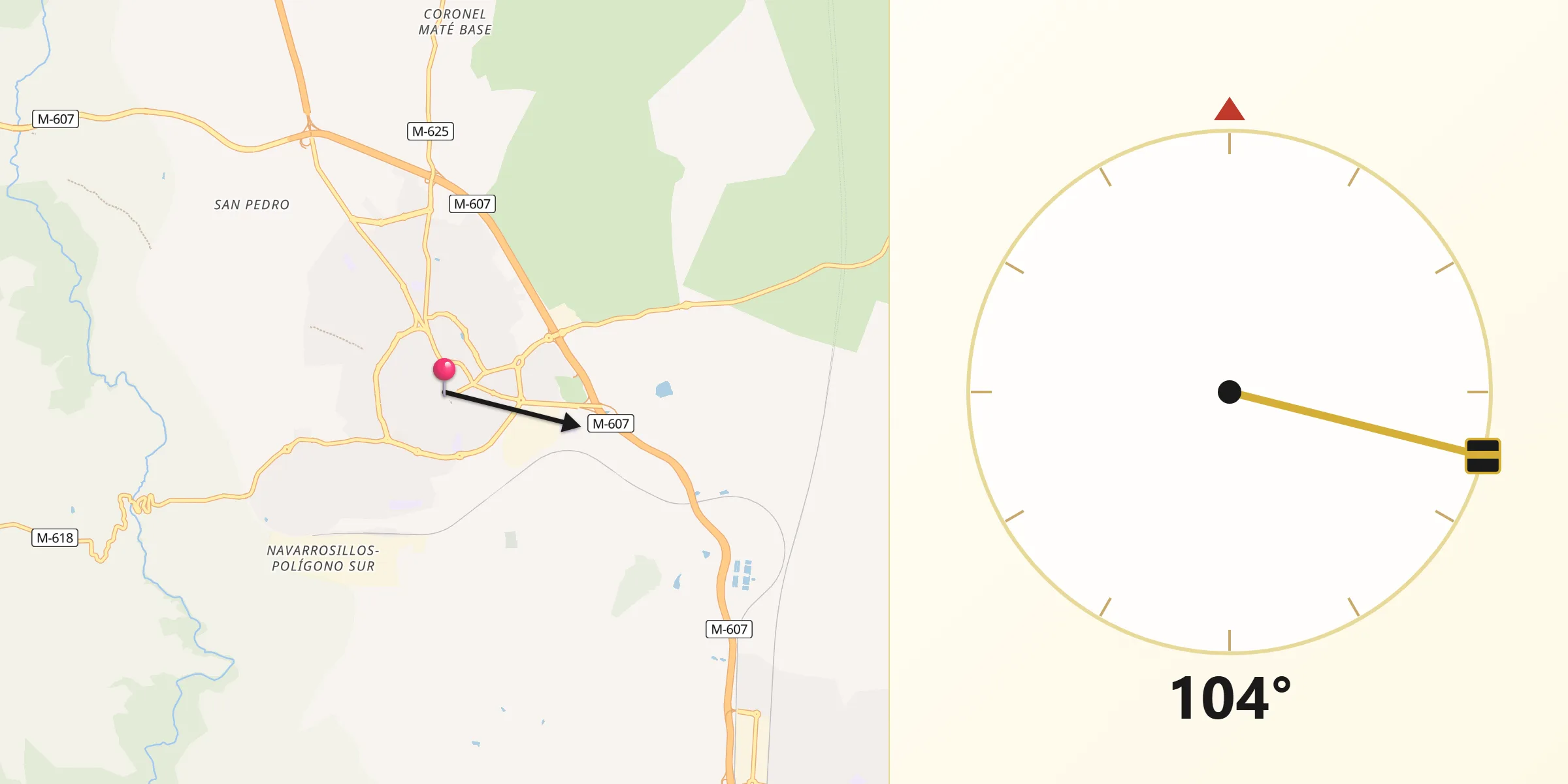Dirección de la Qibla desde Colmenar Viejo