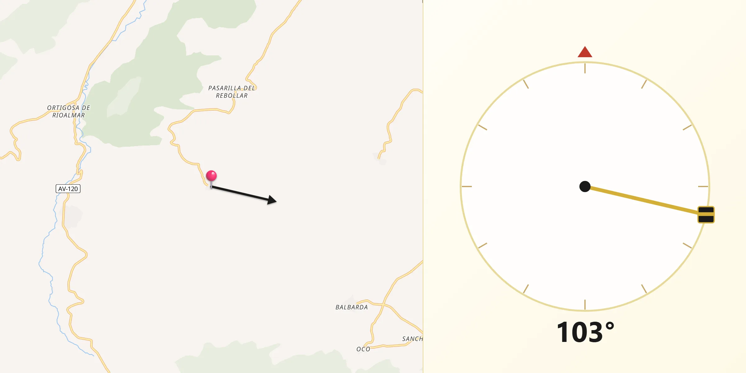 Dirección de la Qibla desde Valdecasa