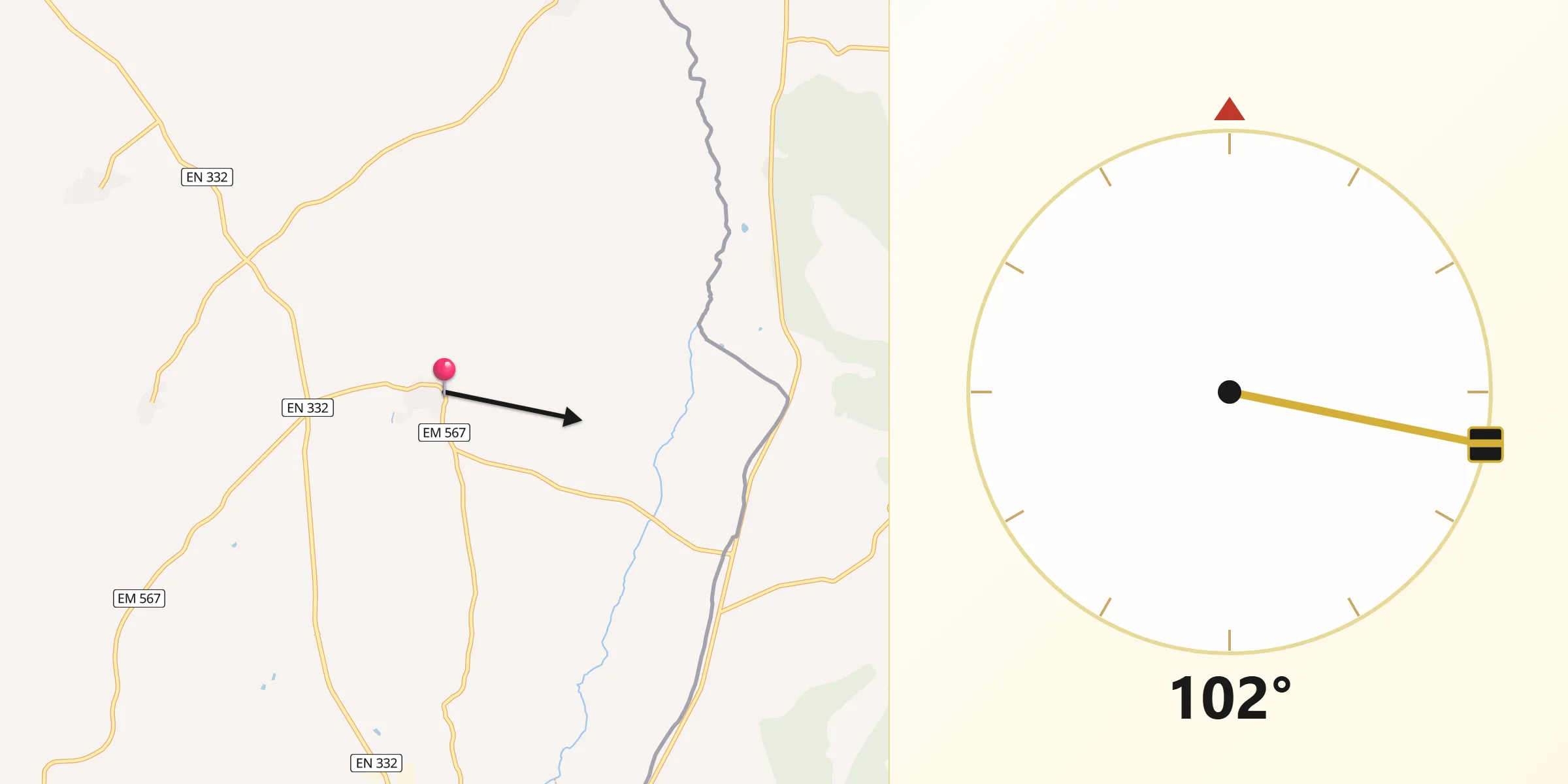 Direção da Qibla a partir de São Pedro de Rio Seco