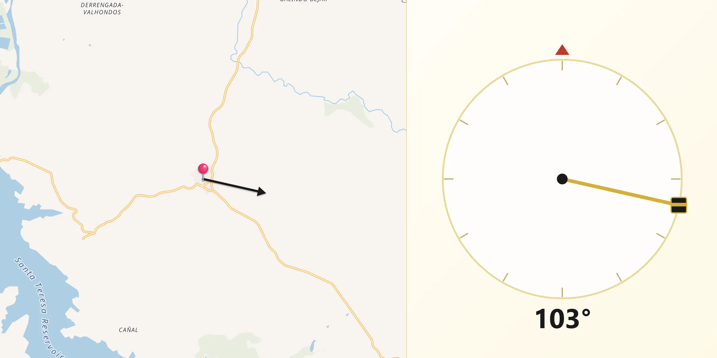 Dirección de la Qibla desde Galinduste