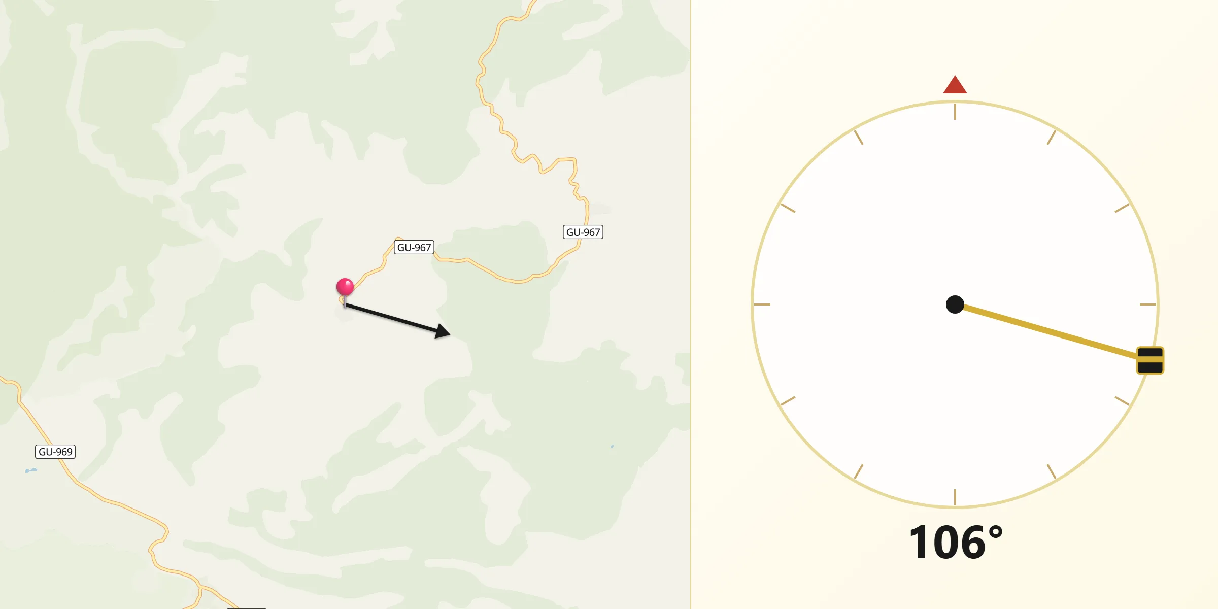 Dirección de la Qibla desde Piqueras