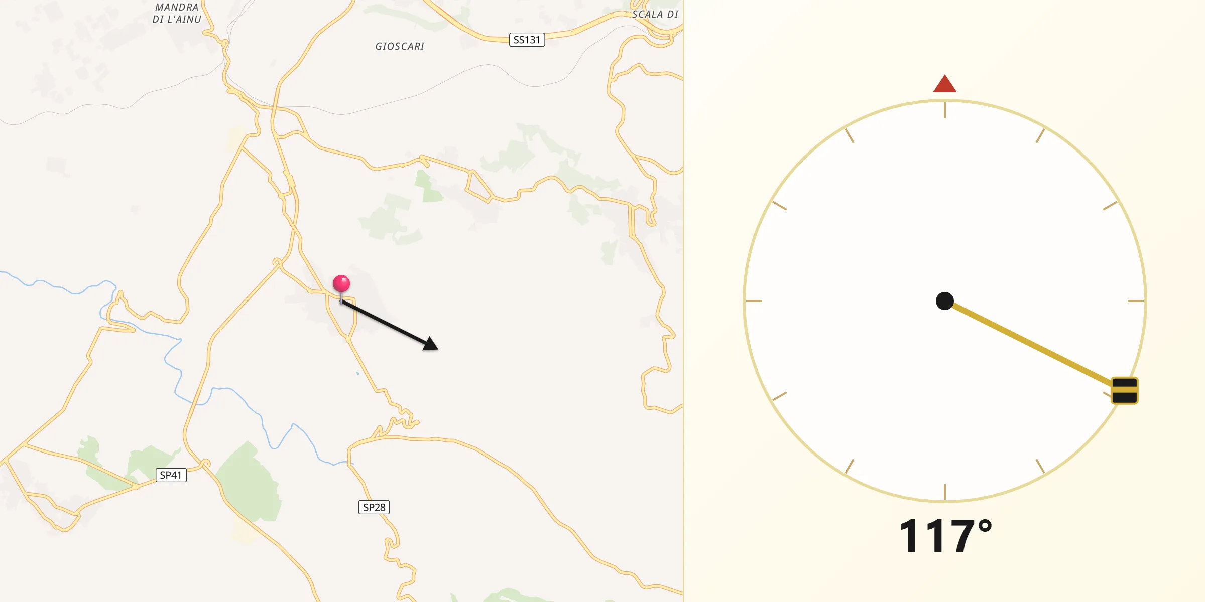 Direzione della Qibla da Usini