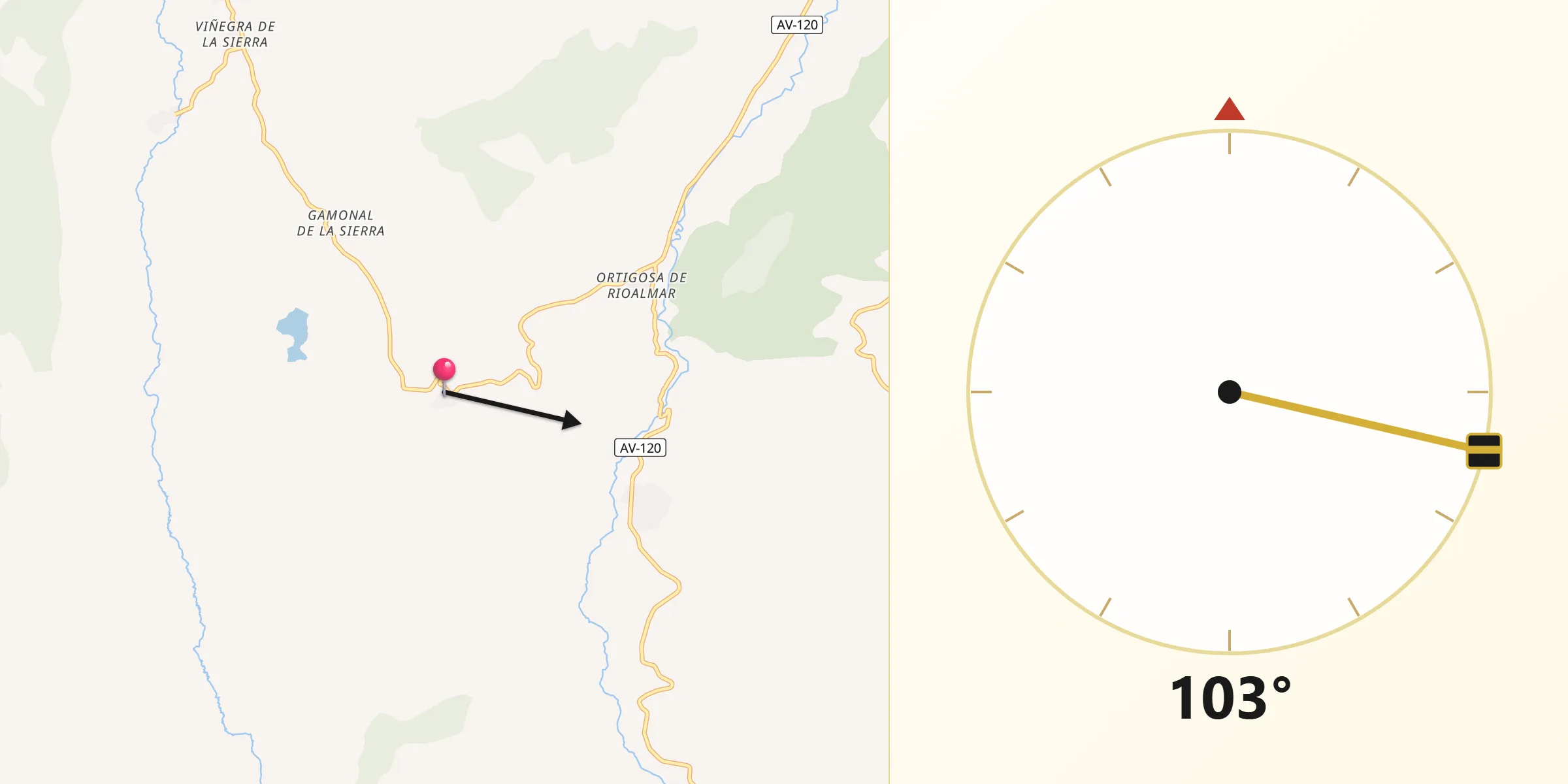 Dirección de la Qibla desde Manjabálago