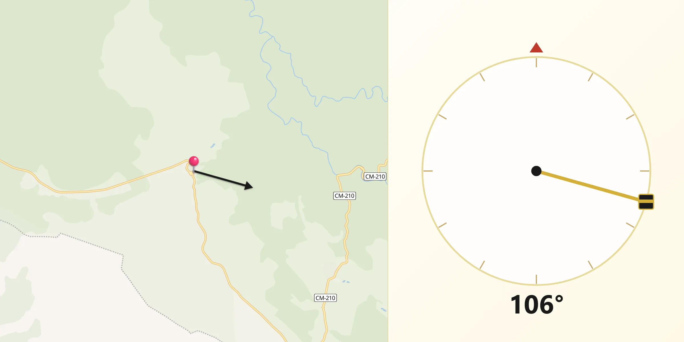 Dirección de la Qibla desde Peñalén