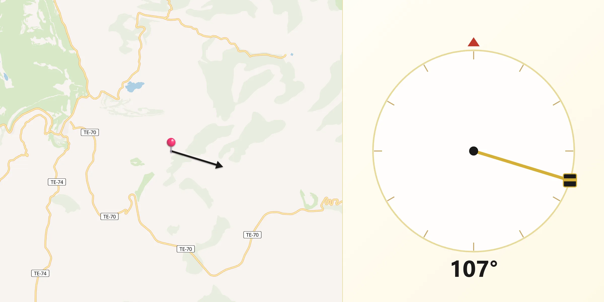 Dirección de la Qibla desde Provincia de Teruel