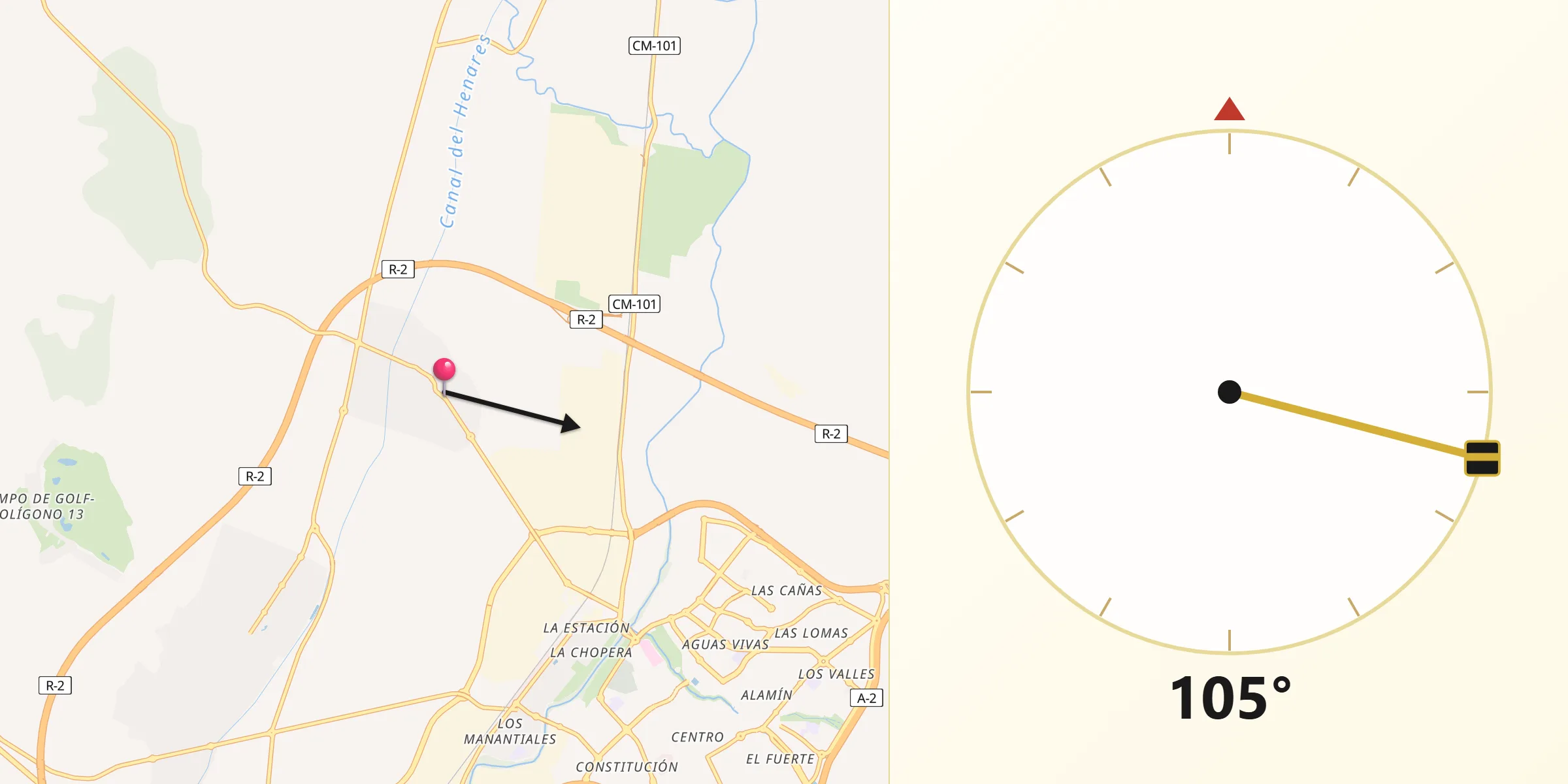 Dirección de la Qibla desde Marchamalo