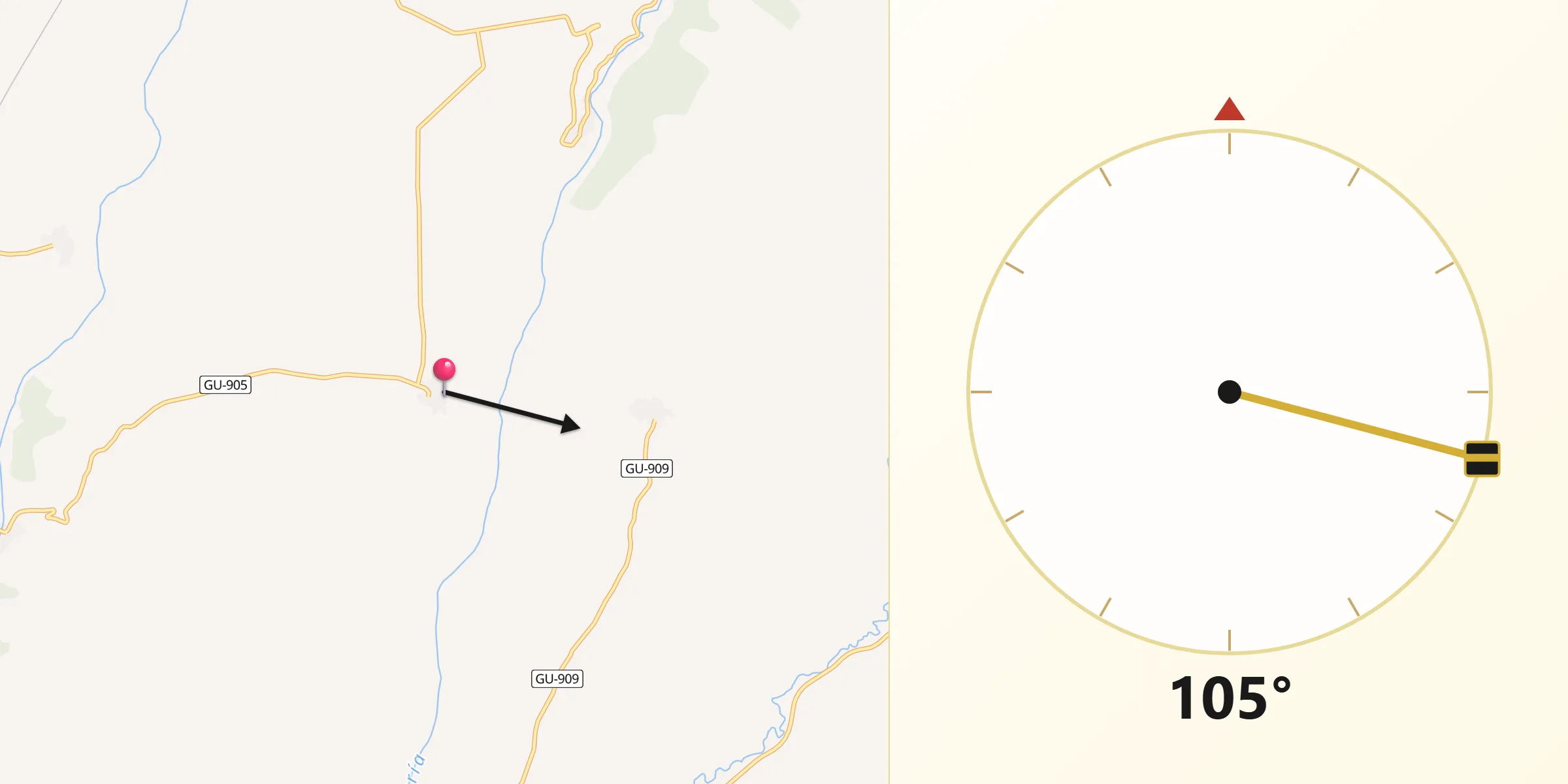 Dirección de la Qibla desde Atanzón