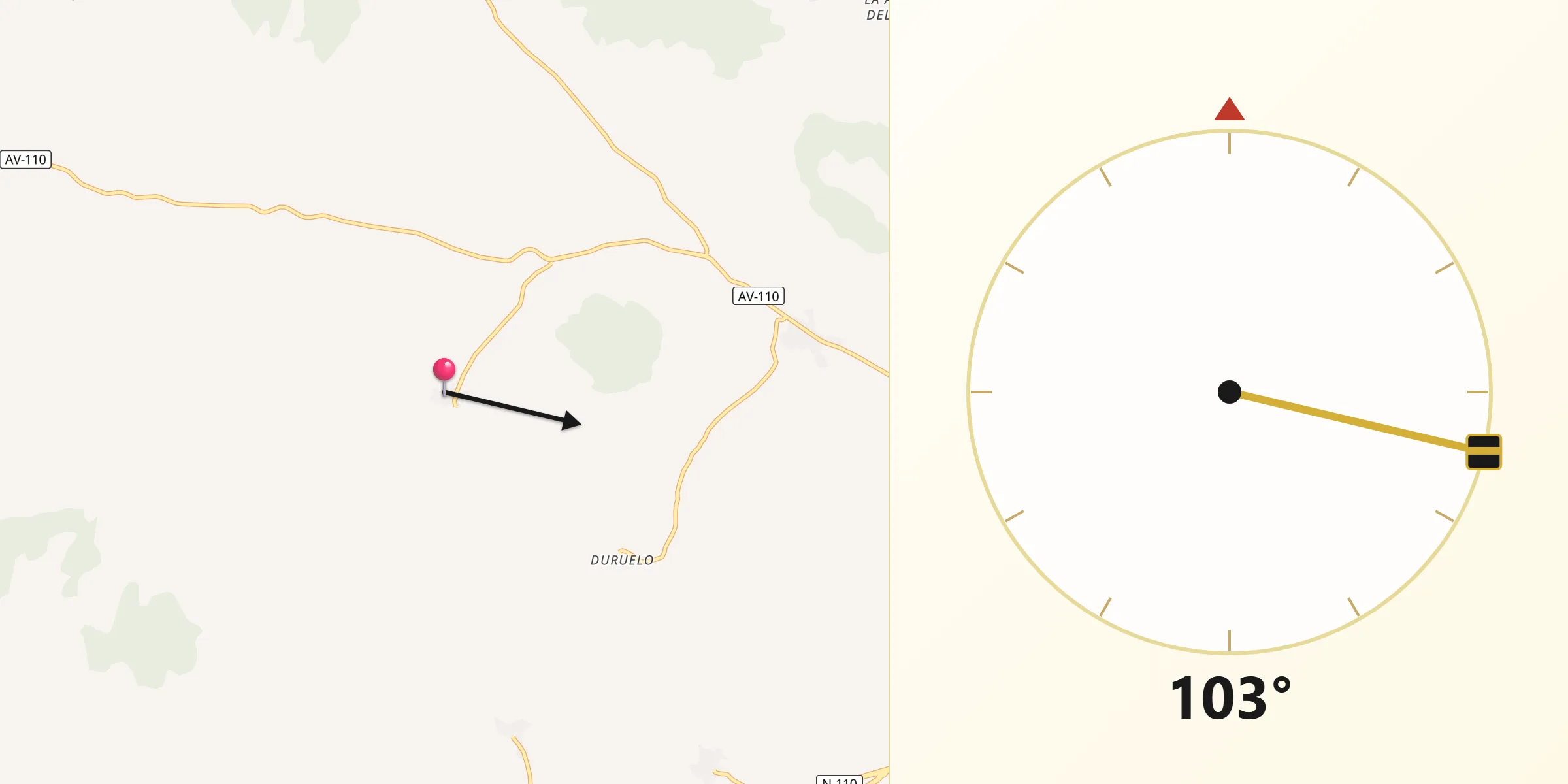 Dirección de la Qibla desde Casasola